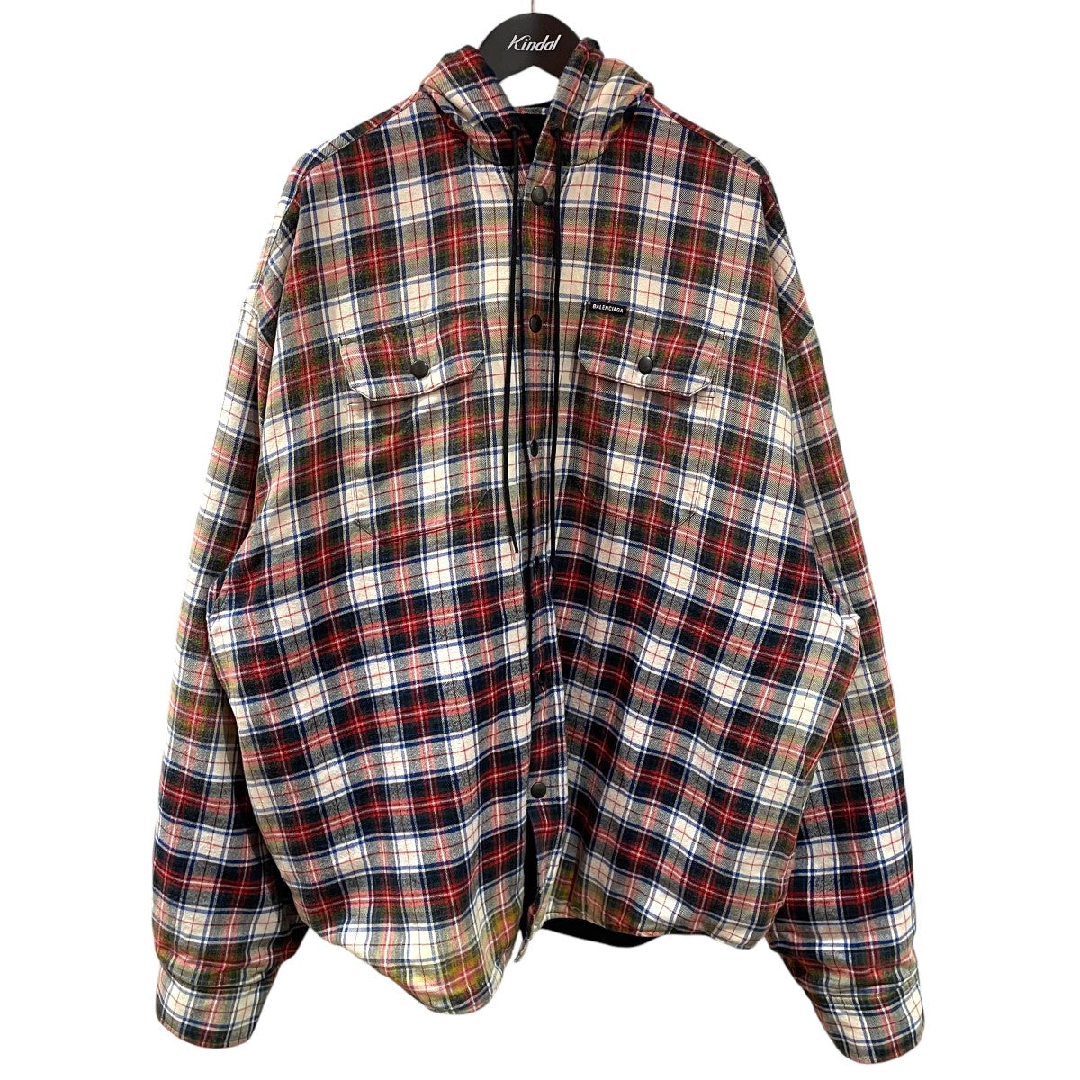 23SSBLEACHED PLAID HOODED SHIRTシャツジャケット699223