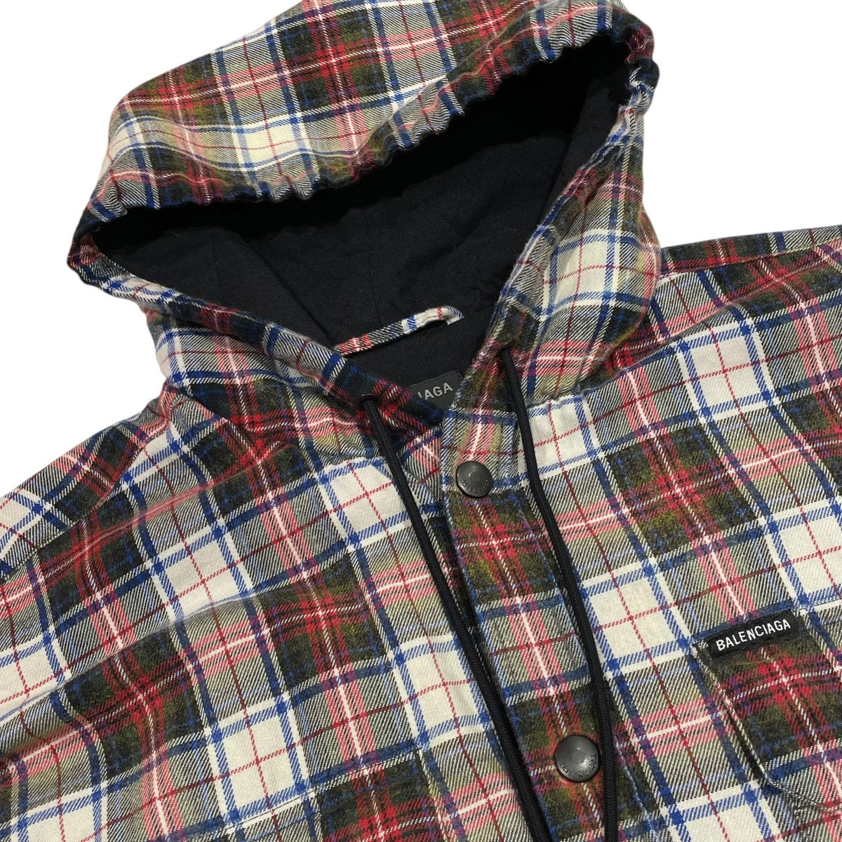 バレンシアガの23SS BLEACHED PLAID HOODED SHIRT シャツジャケット 699223です。 BALENCIAGA 古着・中古 アウター アイテム