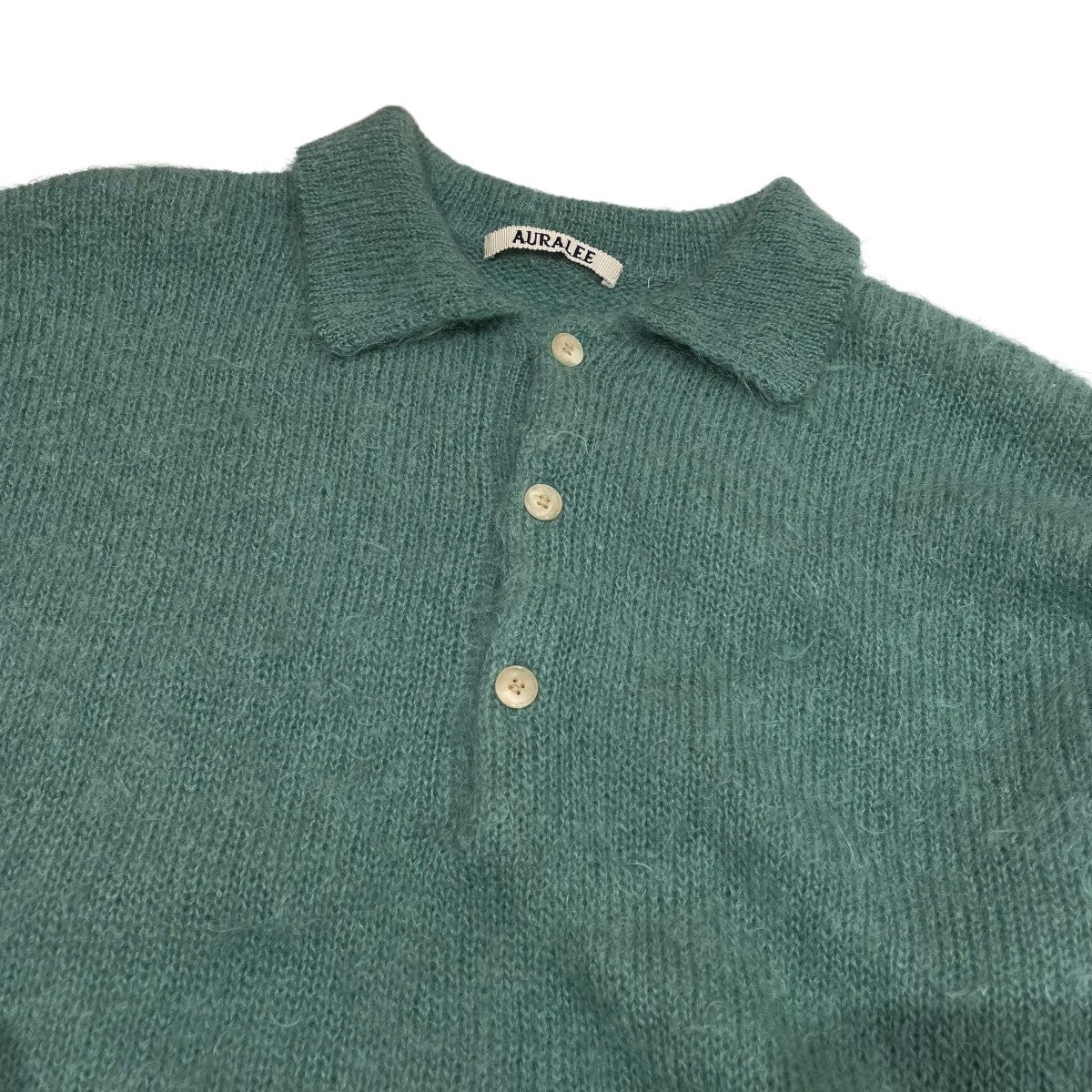 オーラリーのBRUSHED SUPER KID MOHAIR KNIT POLO ニットポロシャツ A23AP03KMです。 AURALEE 古着・中古 トップス アイテム