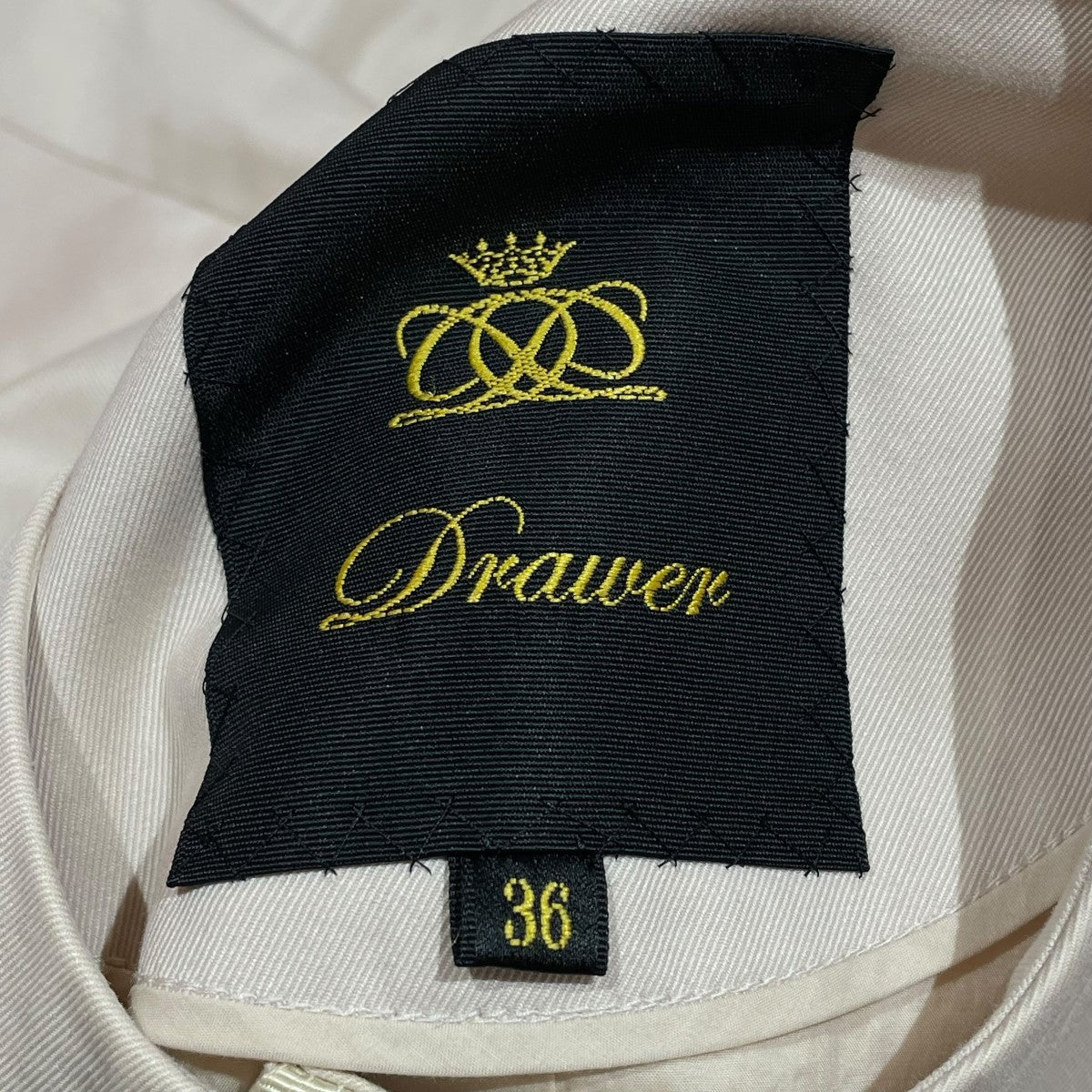 上質★DRAWER ドゥロワー　ショートコート36　2way　カシミヤ混 Drawer(ドゥロワー) コットンギャザーノーカラーコートコート