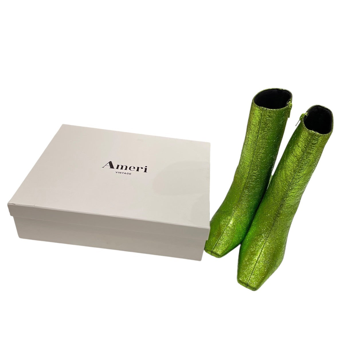 AMERI / ブーツ/M/SLV/フェイクレザー/02321280730 AMERI(アメリ) UND CRACKED METALLIC BOOTSラメブーツ02321280730