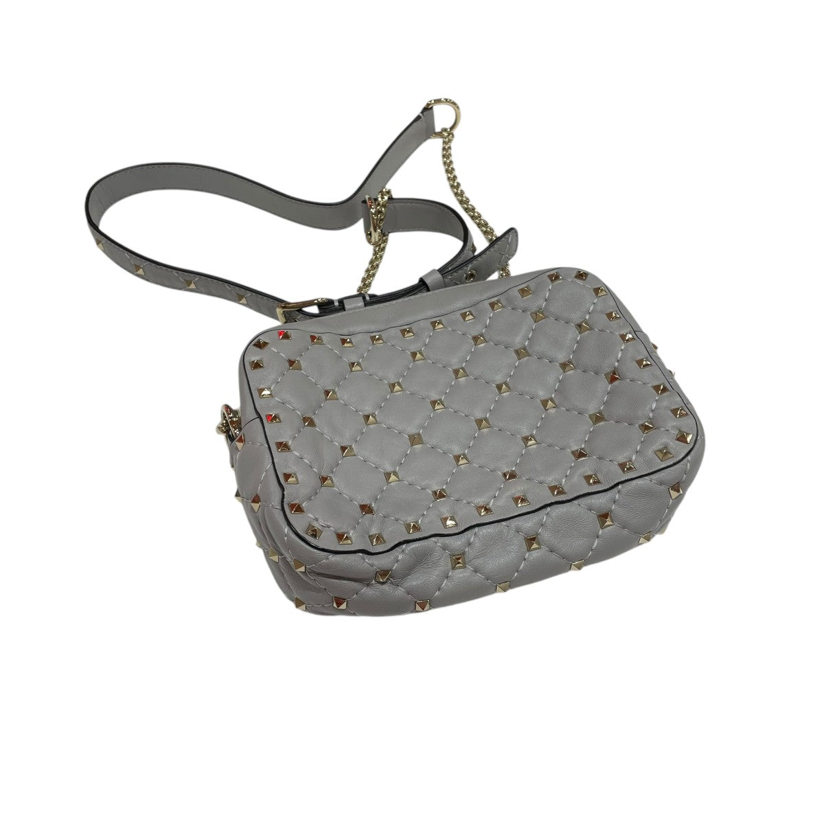 国内発送【VALENTINO】ロックスタッズショルダーバッグ グレー Valentino Garavani メタリック ロックスタッズ スパイク