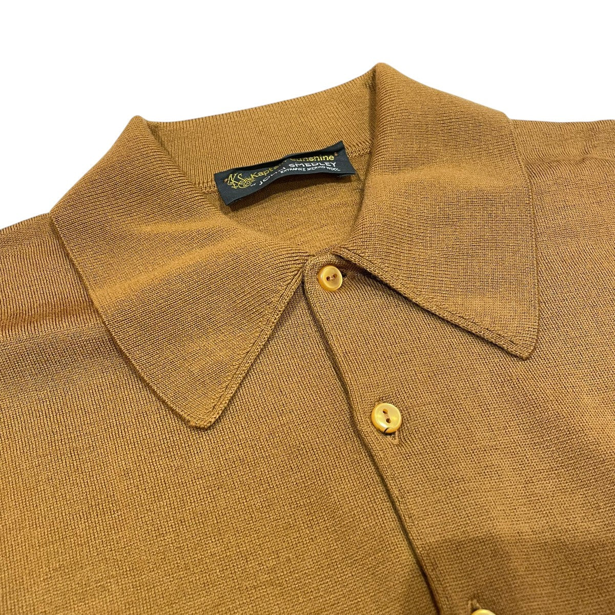 イギリス製　ジョンスメドレー　キャプテンサンシャイン　ニットポロ　ブラウン　L KAPTAIN SUNSHINE×JOHN SMEDLEY ニットポロシャツ ブラウン