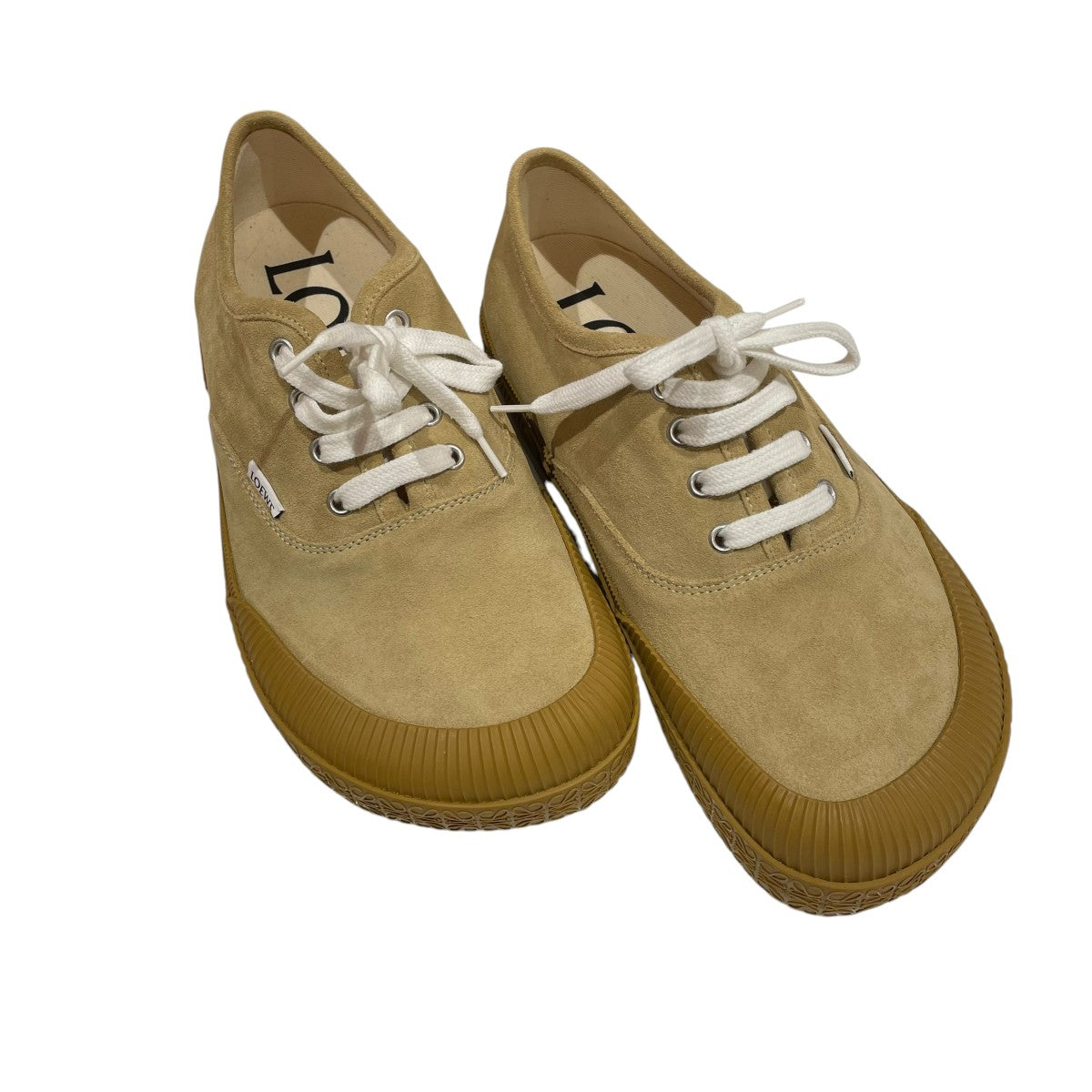 LOEWE★アップリケシェルレザー&スエードスニーカー ホワイト Ballet Runner 2.0 シェル スエード レザー スニーカー