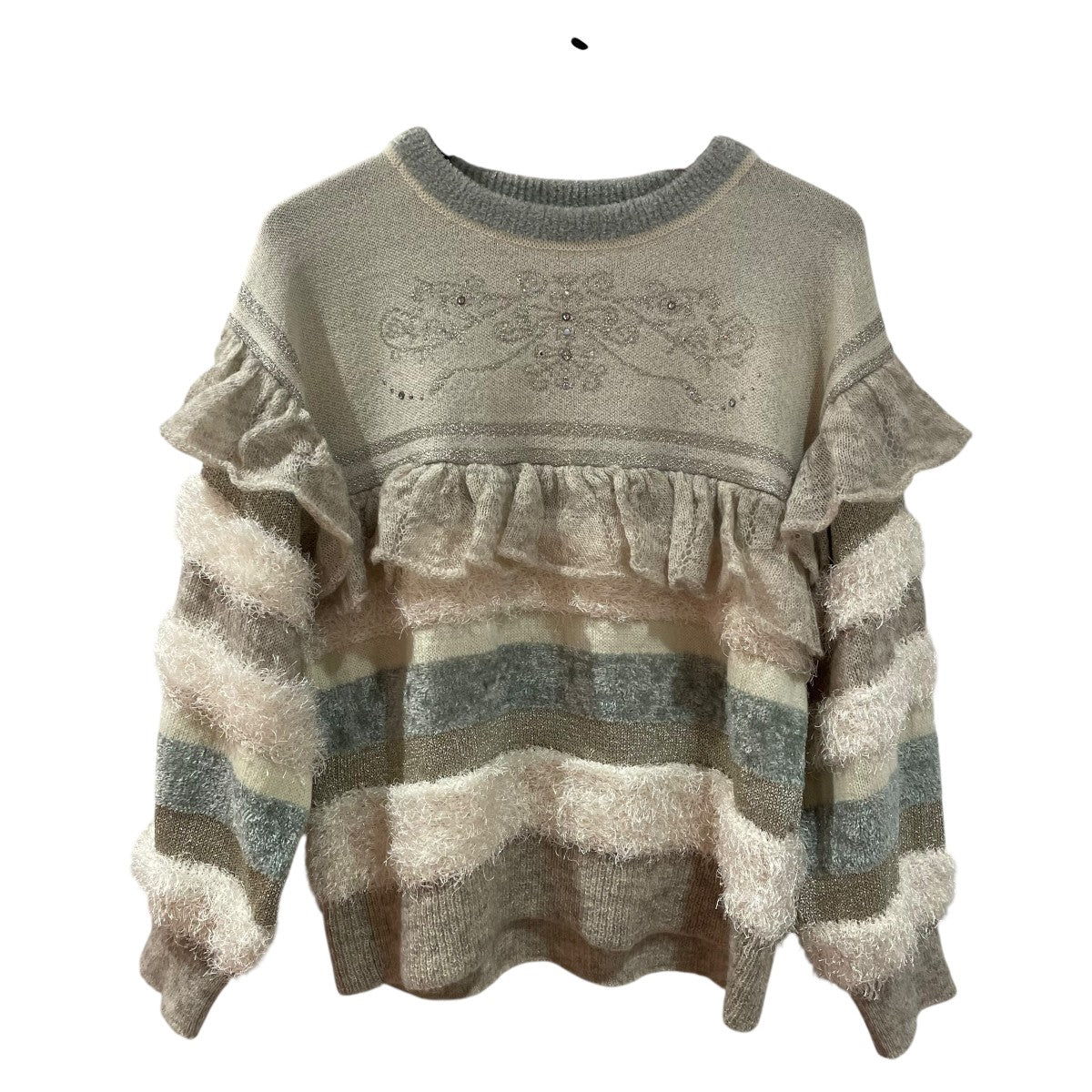 ルルムウ rurumu： ornament knit PO モヘヤ混ニット rrm19aw-KN05 アイボリー サイズ：F rurumu：(ルルムウ) ornament knit POモヘヤ混ニットrrm19aw