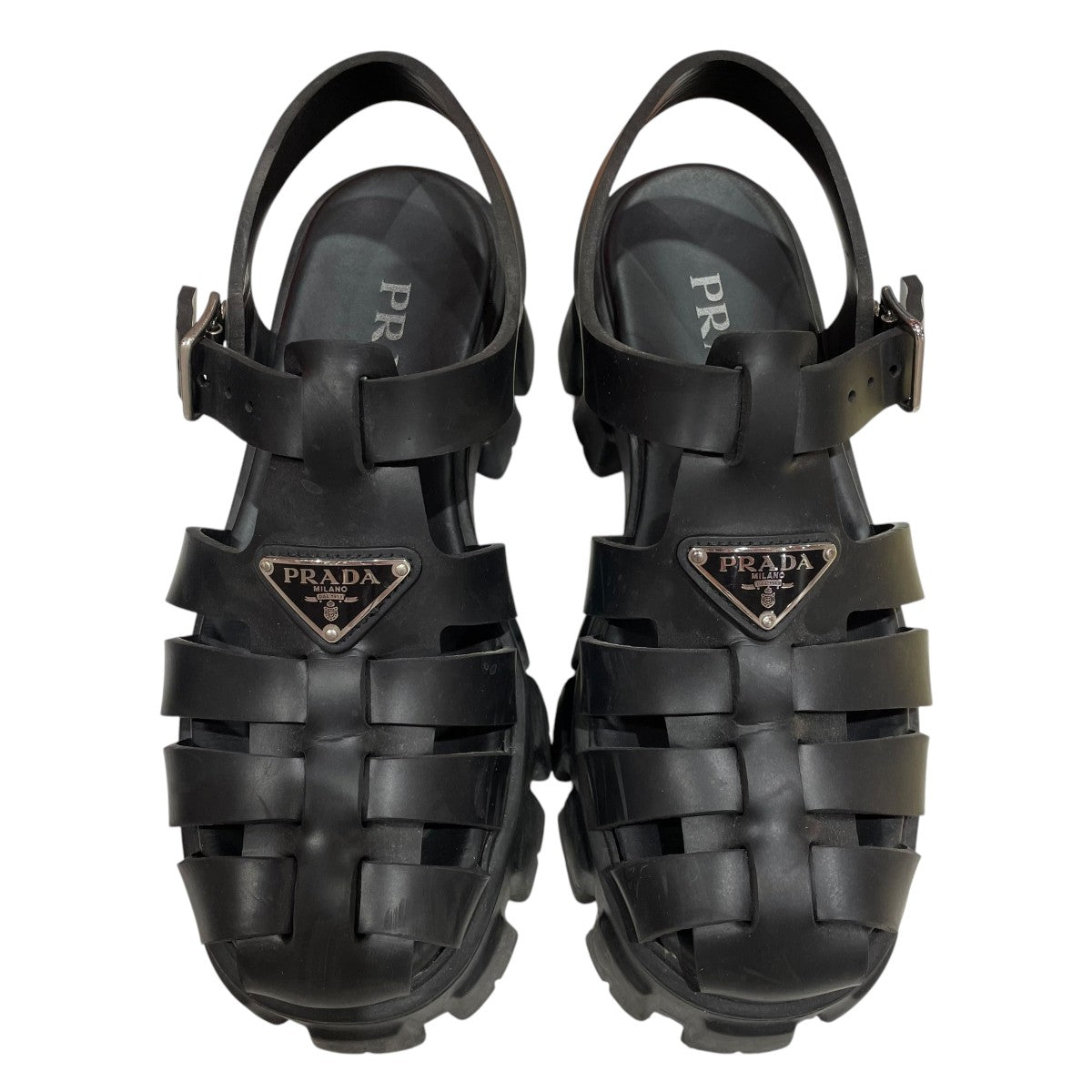 PRADA ブラック ラバーサンダル ブラック ラバー トングサンダル | PRADA