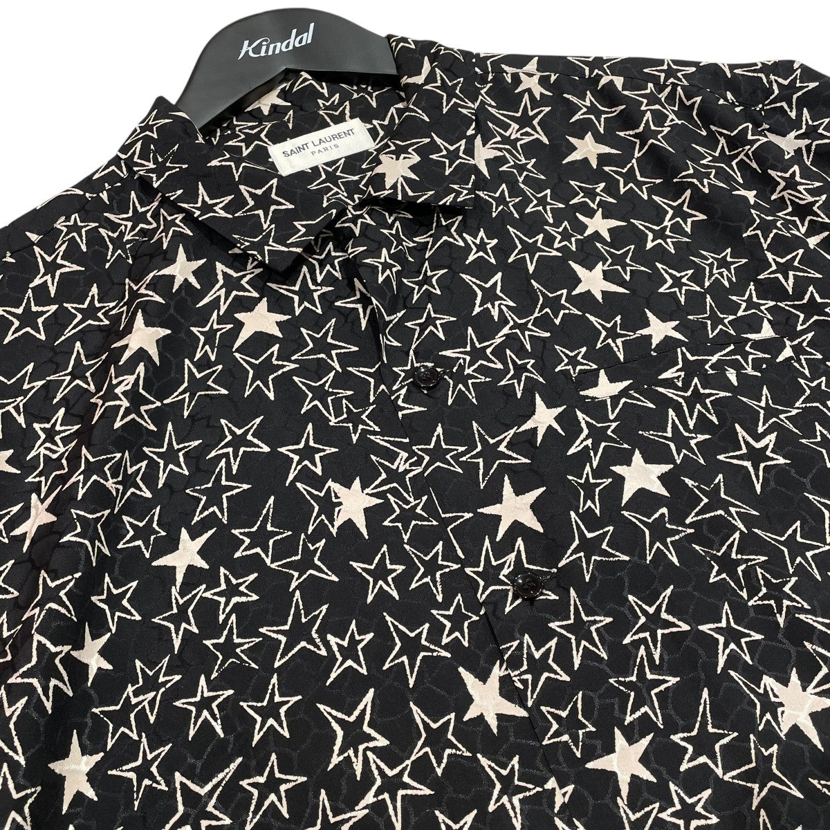 サンローランパリ19ssスタッズ半袖シャツ（サイズ37） Saint Laurent Paris(サンローランパリ) 19SSサテンシルクスター