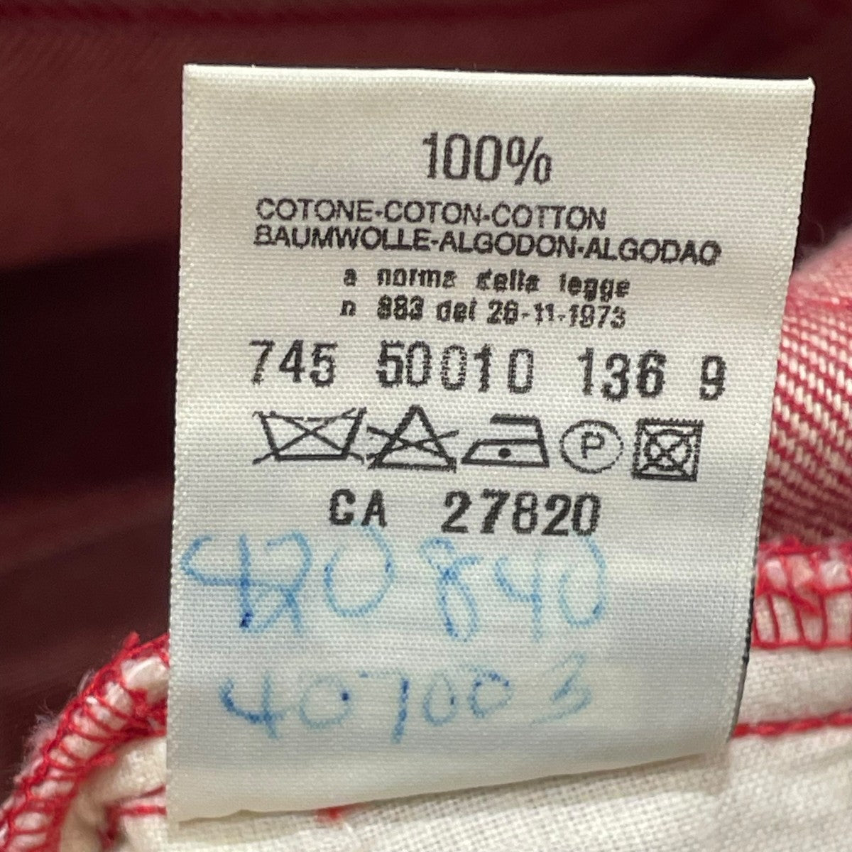 HELMUT LANG(ヘルムートラング) 1997デニムパンツ レッド サイズ 28