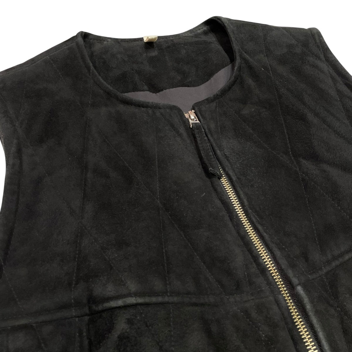 QUILTED VESTラムレザーベストV-08-C-SUEDE-2