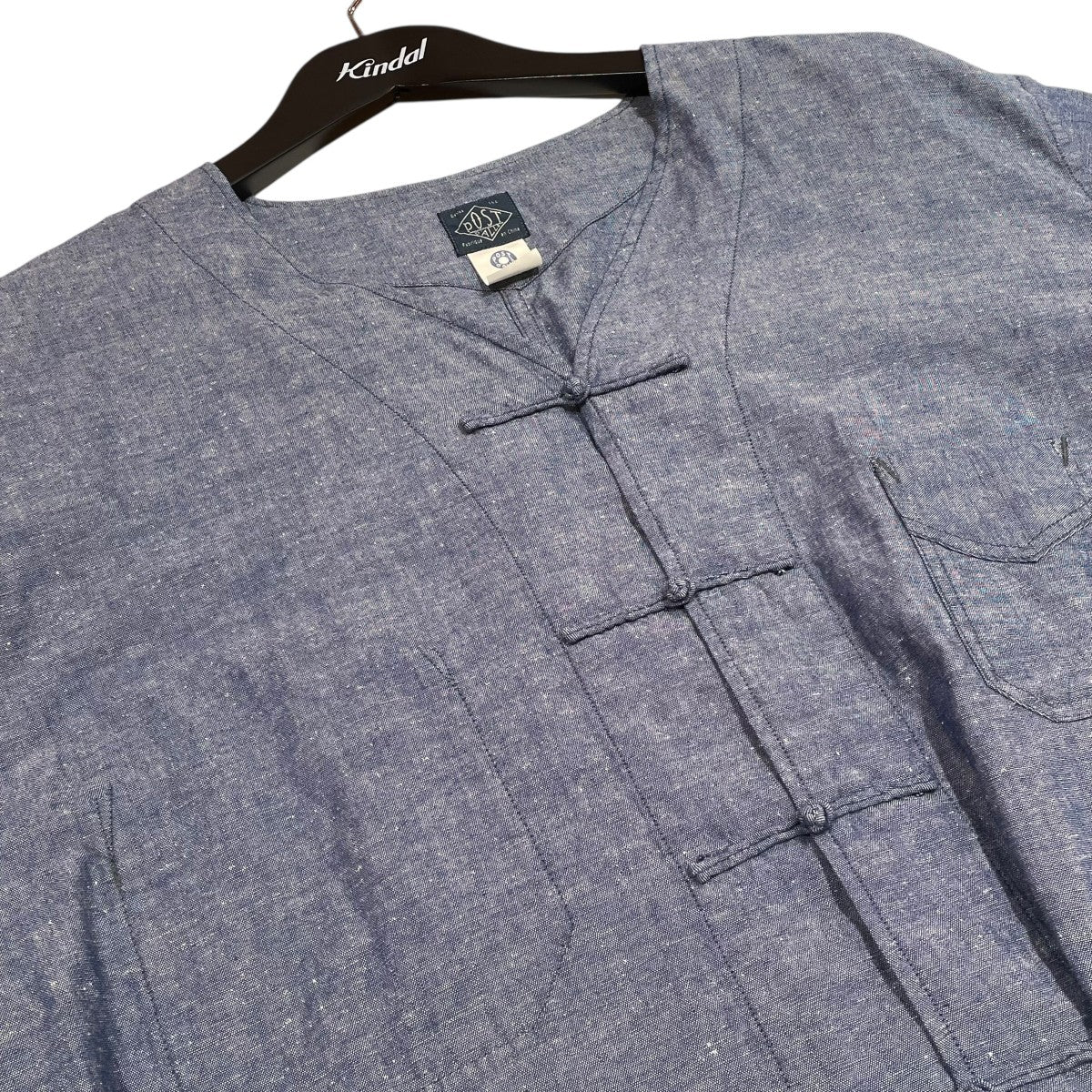 完売◆ポストオーバーオール コットンリネンシャンブレーシャツ3211-CL2 Ｌ POST OVERALLS - 完売◇ポストオーバーオール コットンリネン