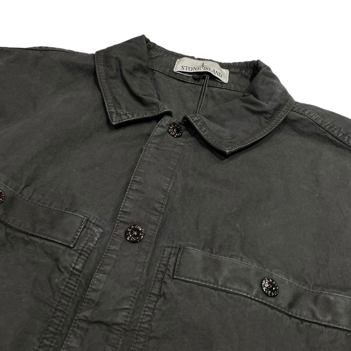 ※最終値下げ【stone】ストーンアイランド 黒 半袖シャツ STONE ISLAND - 【ラスト1点】1200028 ORGANIC LOOK NYLON