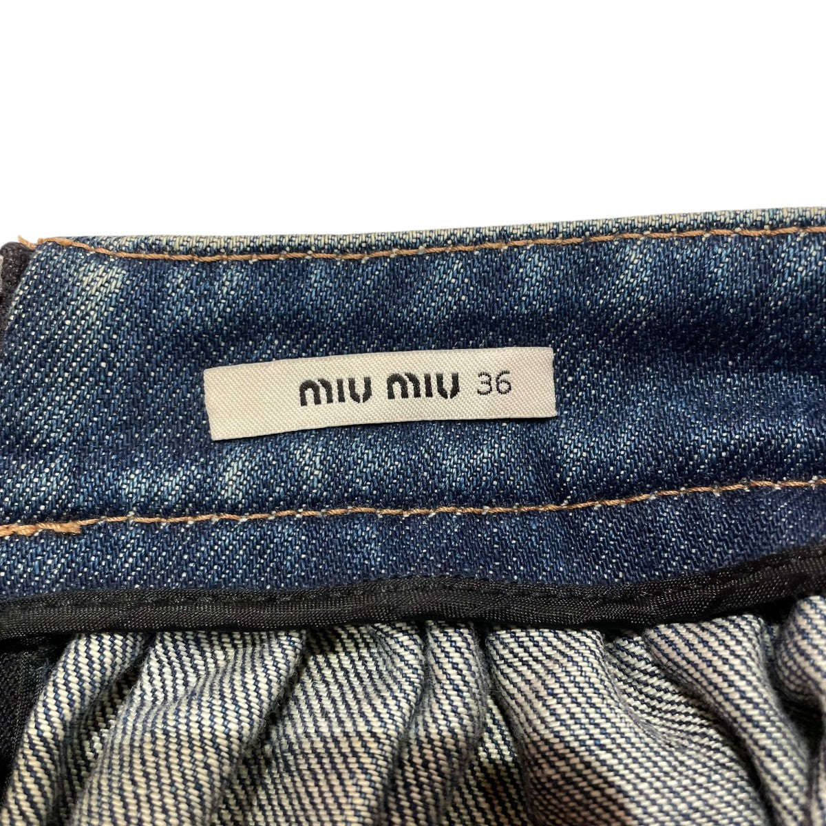 MIU MIU ユーズド加工デニムギャザースカートデニムスカート 古着・中古-5枚目のアイテム画像