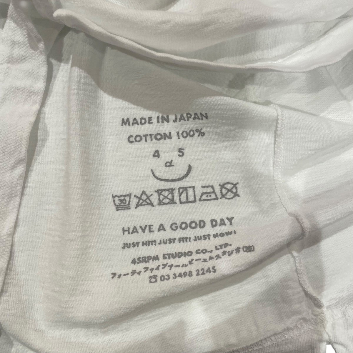 45Rホワイト ストライプ 半袖シャツ ワンフォークロージング 1111clothing ◇ジャガードストライプ
