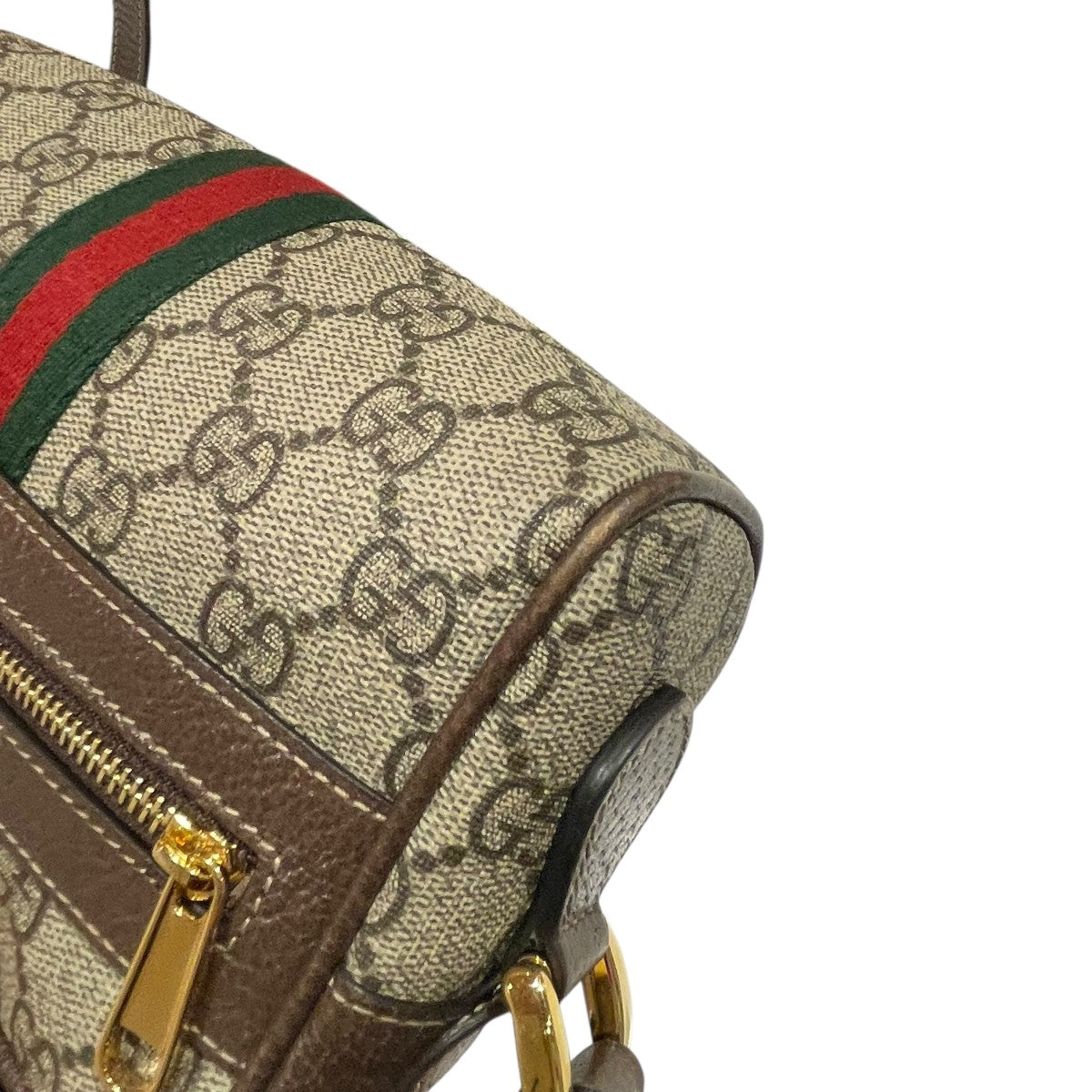 GUCCI グッチ GGスプリーム ミニショルダーバッグ ゴールドロゴ ベージュ GUCCI（グッチ） GUCCI GGスプリーム OPHIDIA スーパーミニショルダー