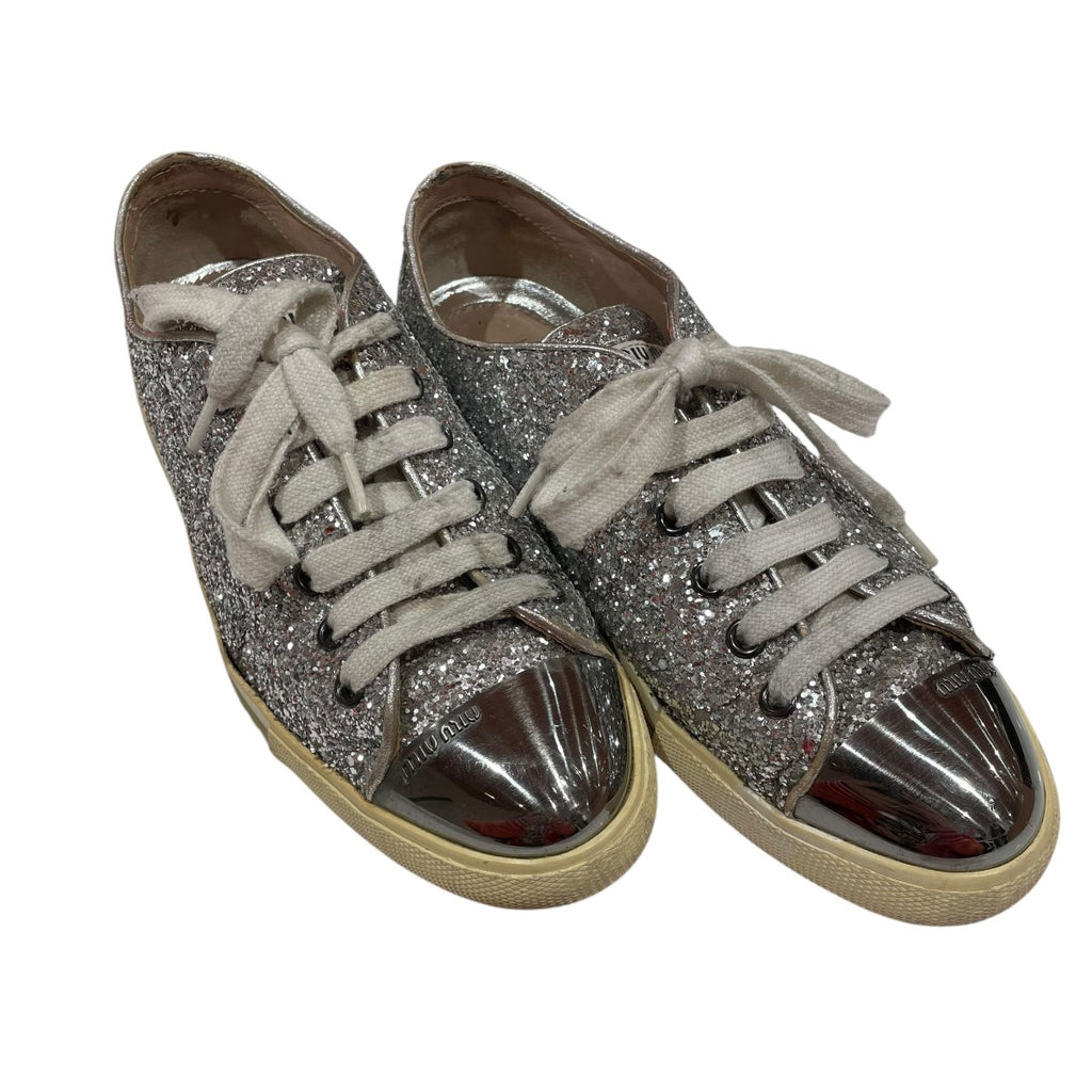 MIU MIU(ミュウミュウ) ラメグリッタースニーカーローカットスニーカー  