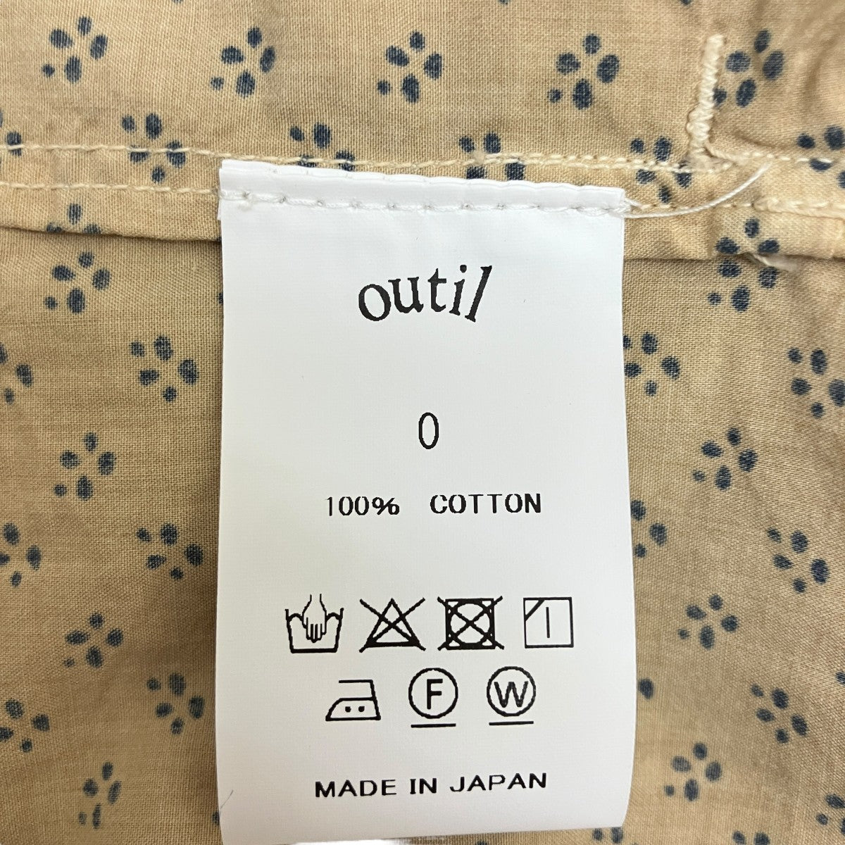 ウティ OUTIL 総柄 ロングシャツ ベージュ サイズ：0 OUTIL(ウティ) 総柄ロングシャツ ベージュ サイズ 0｜【公式
