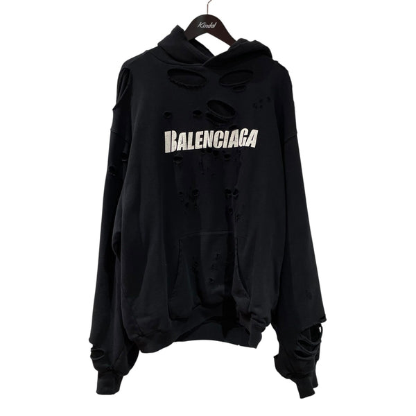 BALENCIAGA パーカー　opium BALENCIAGA(バレンシアガ) 21SSCaps Destroyed Hoodieプルオーバー