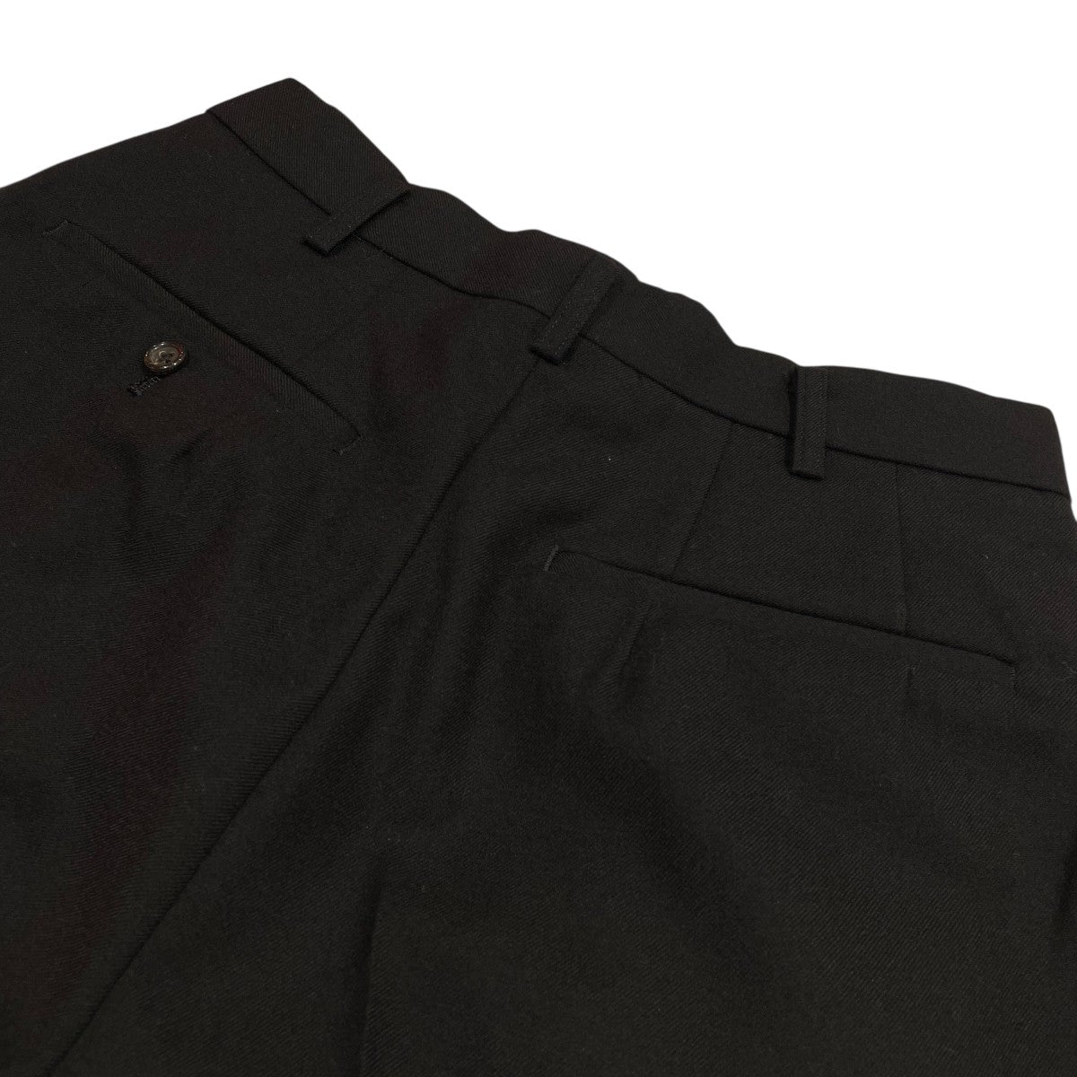 A15497美品90sワイズフォーメン　2タックウールフランネルスラックス 黒S Y's - Y's for men サイドライン テーパード型 ワイドスラックス