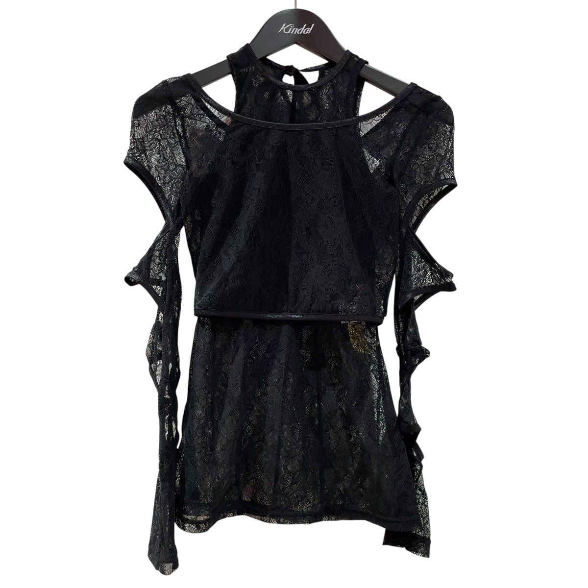 アキコアオキ AKIKO AOKI 24AW crber lace T カットアンドソー AA24AW-CST01 ブラック サイズ：Ｆ AKIKO AOKI(アキコアオキ) 24AWcrber lace Tカットアンドソー