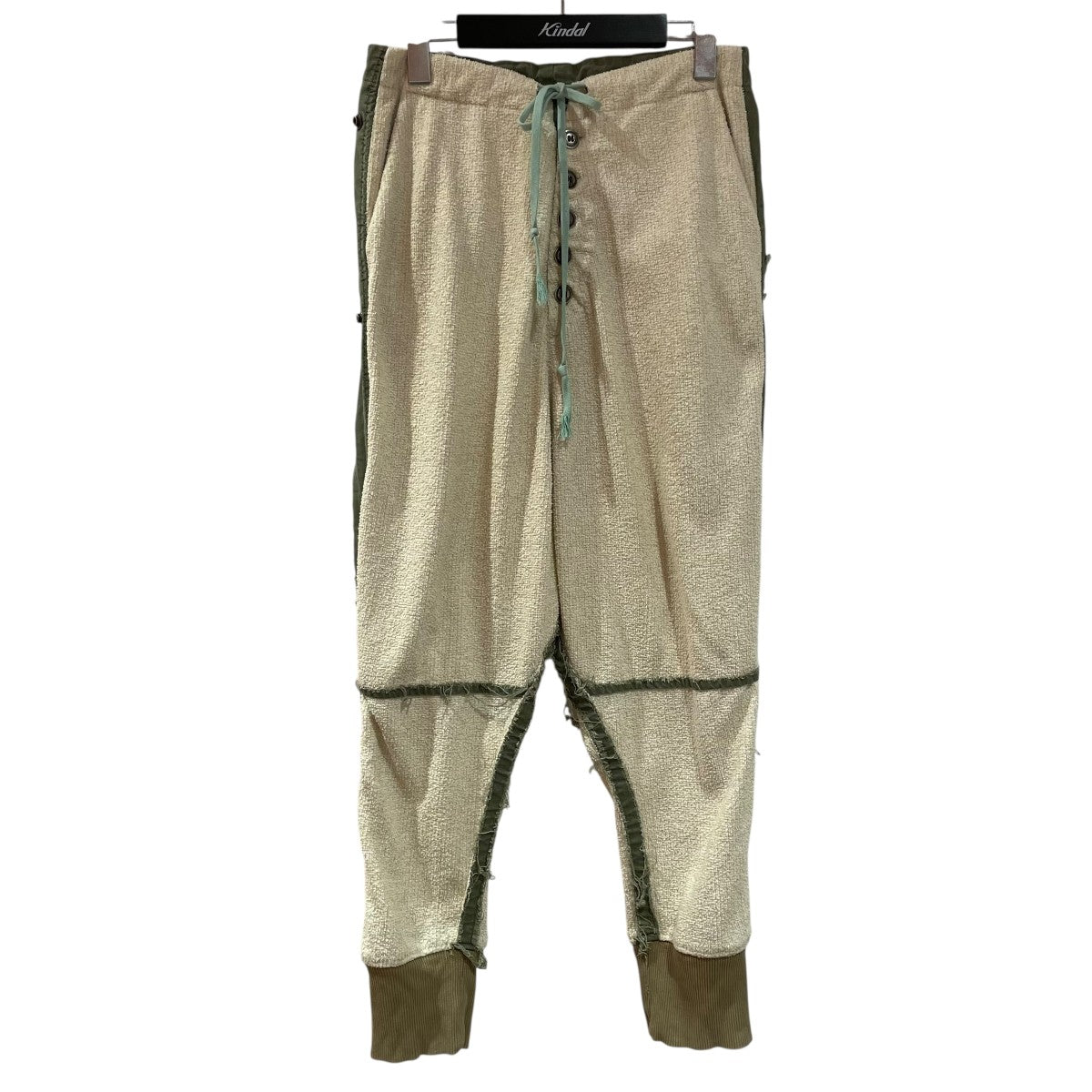 GREG LAUREN(グレッグローレン) パンツ アイボリー×グリーン