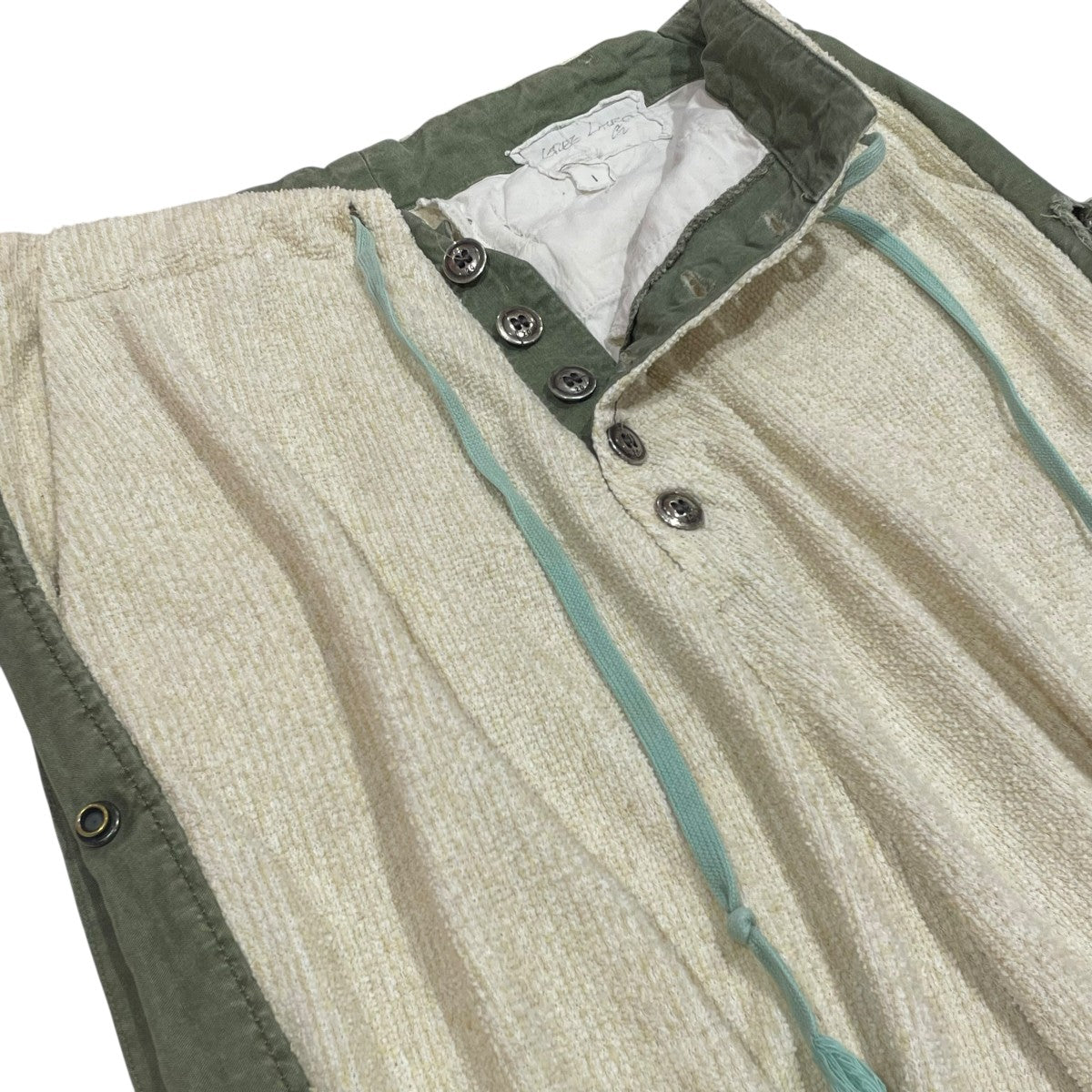 GREG LAUREN(グレッグローレン) パンツ アイボリー×グリーン