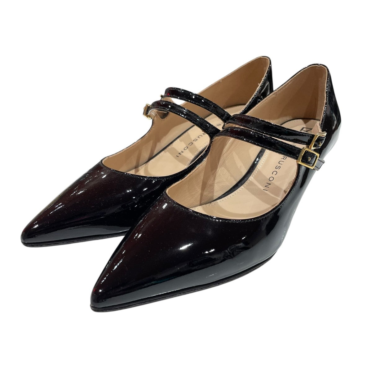 FABIO RUSCONI ブラックパンプス 39 美品 ファビオルスコーニ FABIO RUSCONI ポインテッドトゥパンプス
