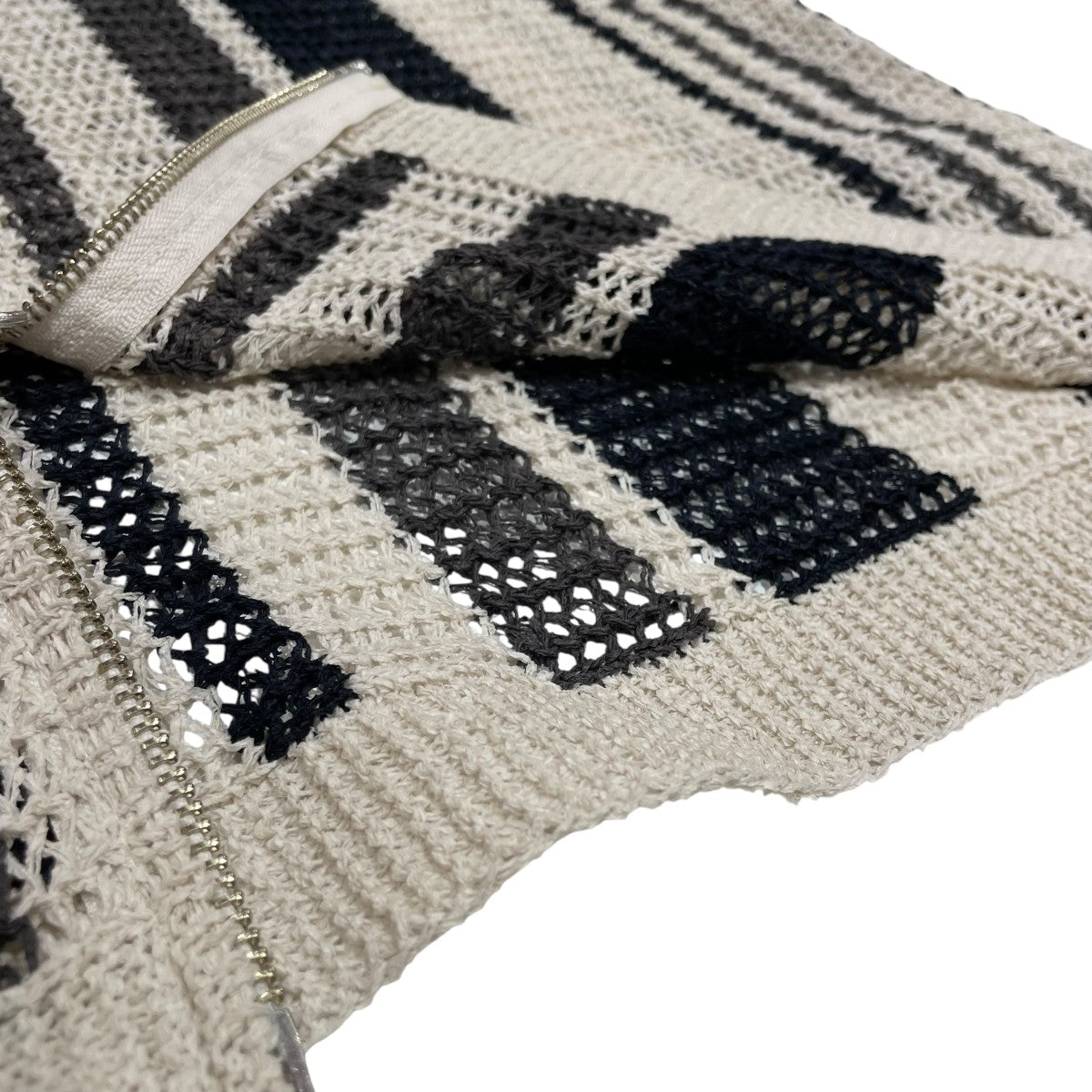 25SSSTRIPE MESH KNIT HOODIEジップパーカー25KO SS07