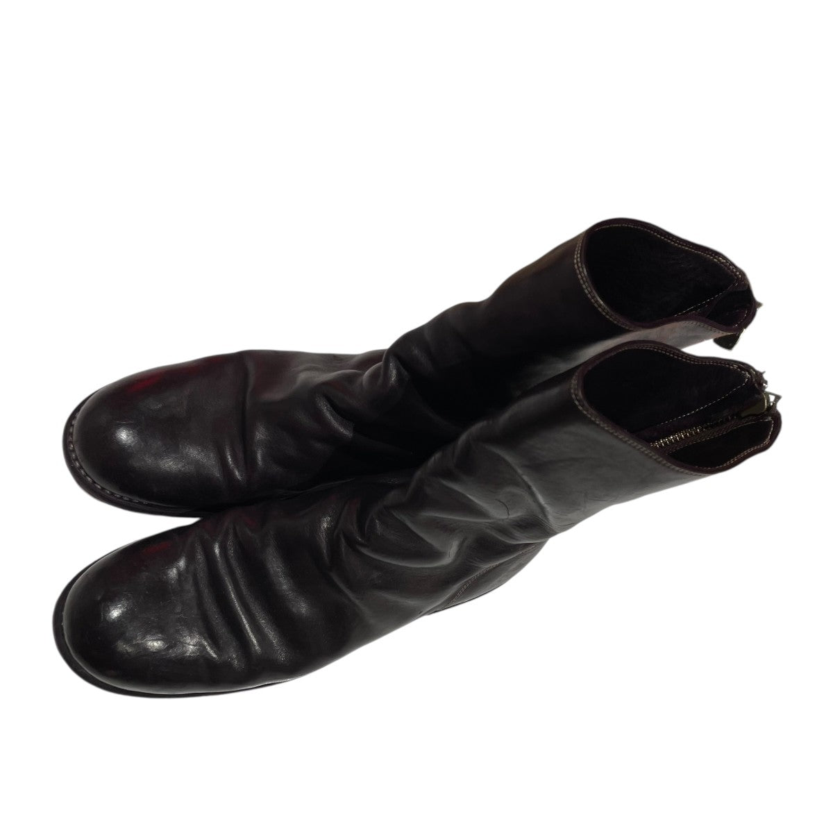 【希少】GUIDI グイディ サイドジップブーツ 42 アイボリー系 即完モデル グイディ GUIDI Women's Long Front Zip Boots Double Sole