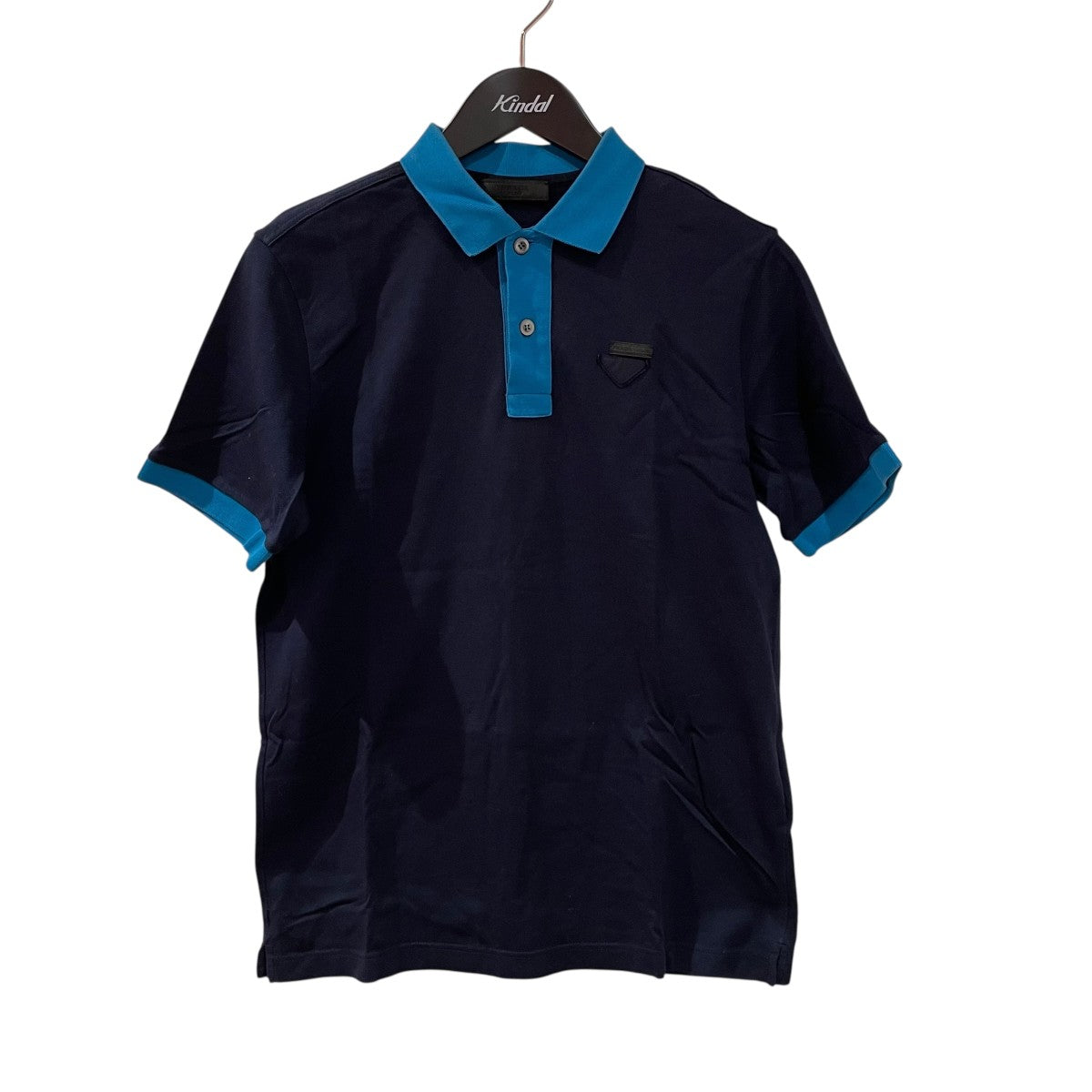 PRADA 18ssラバーワッペン 半袖 ブルー ポロシャツ　サイズ46 PRADA(プラダ) 18SSポロシャツUJM444 S181 UJM444 S181 ネイビー