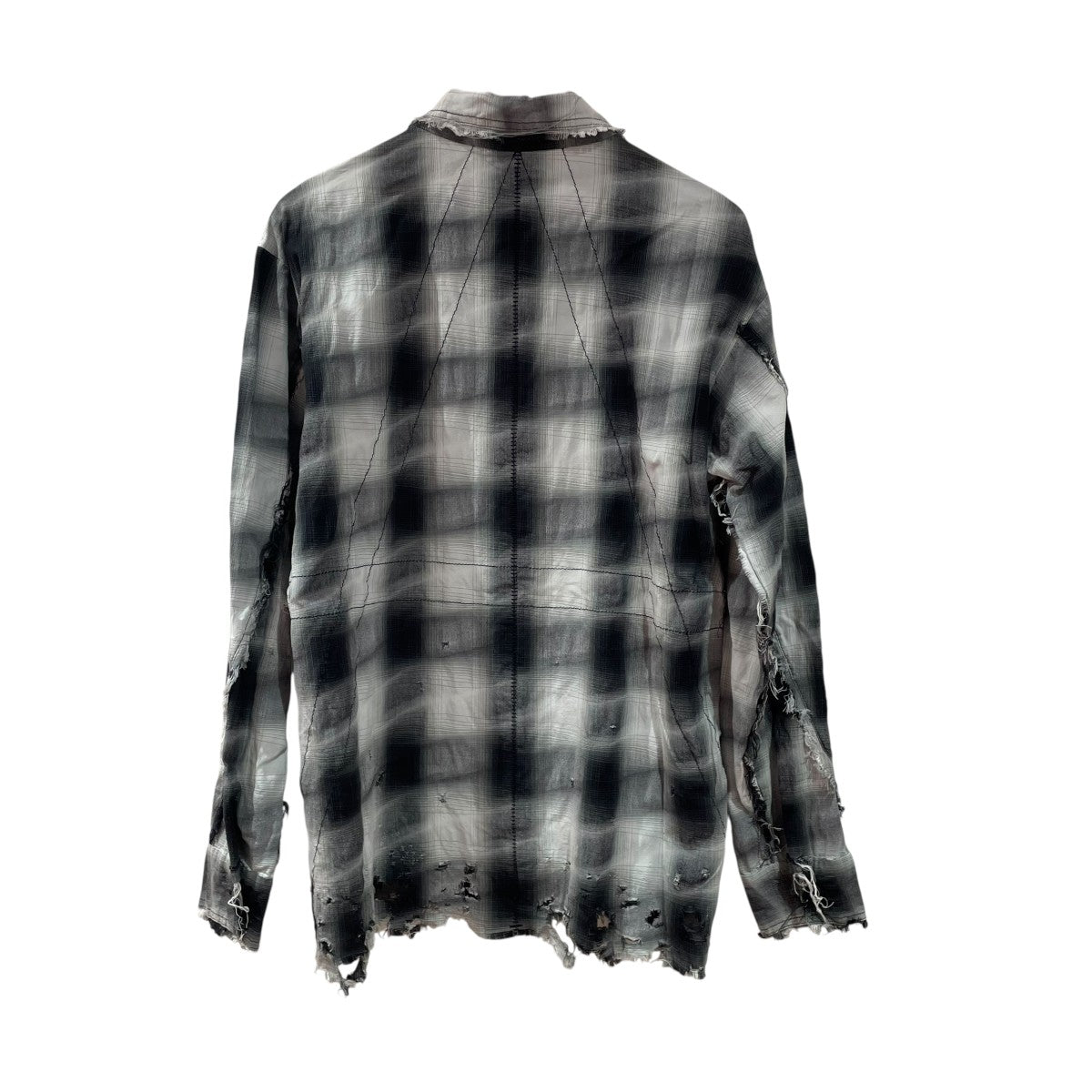 25ss 新品 MINUS マイナス オンブレチェックシャツ 1 MINUS(マイナス) Slash Seam Ombre Check ShirtチェックシャツM