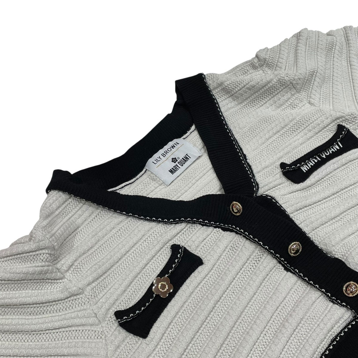 LILY BROWN×MARY QUANT ニットカーディガン 黒 半袖5分袖 LILY BROWN×MARY QUANT ニットカーディガン 黒 半袖5分袖 LILY