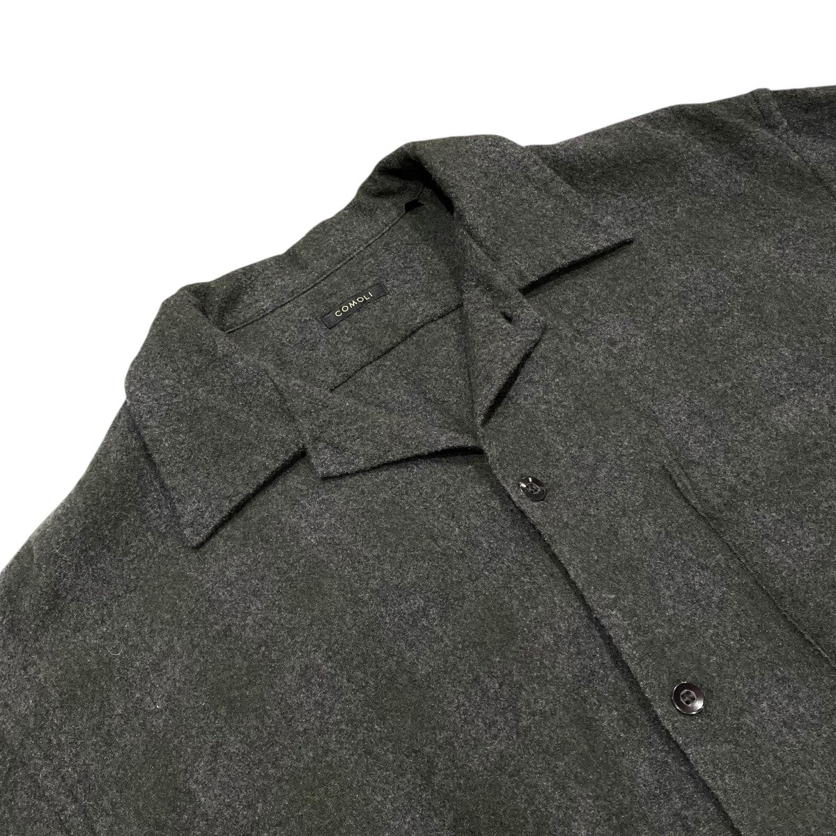 COMOLI(コモリ) ウールチェックオープンカラーシャツチェックシャツS03