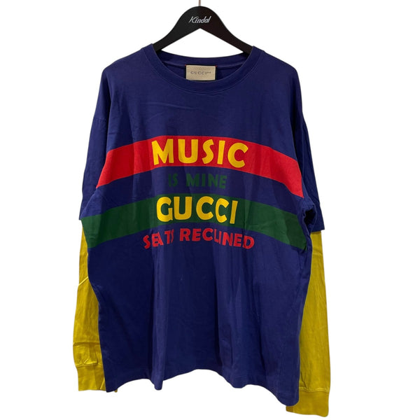 GUCCI(グッチ) 100周年記念プリント長袖Tシャツ677425 677425 パープル