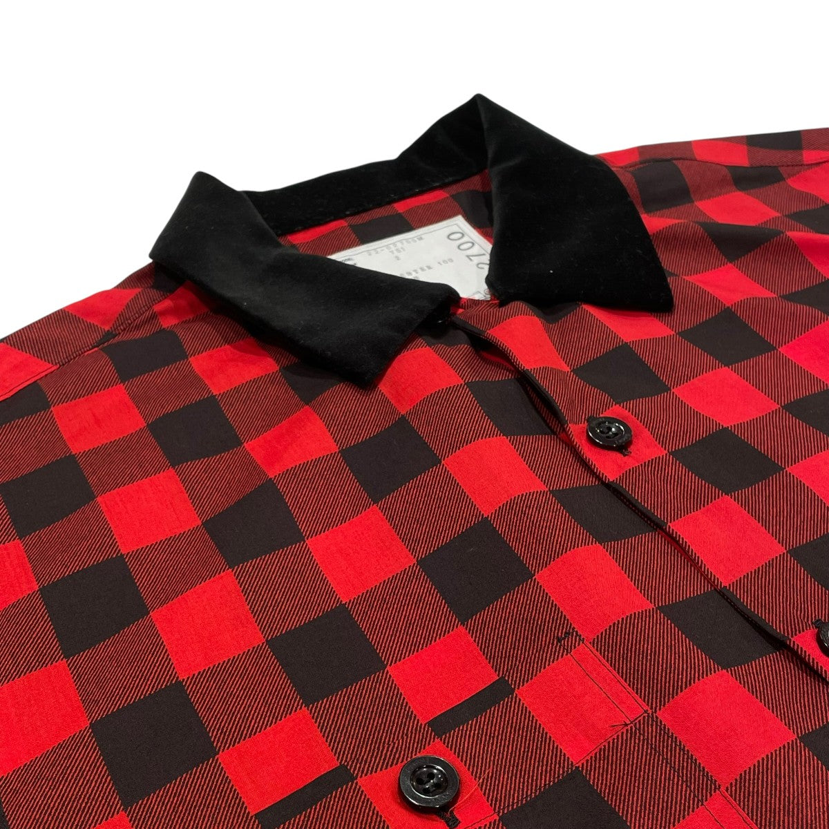 sacai BUFFALO CHECK S S SHIRTSポリエステルオープンカラーシャツ22-02700M 古着・中古-3枚目のアイテム画像