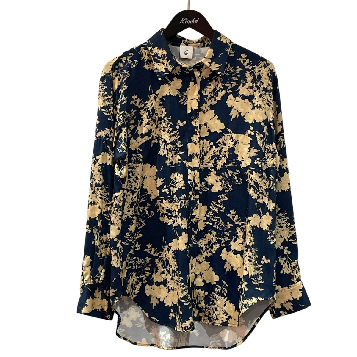 6(ROKU) BEAUTY＆YOUTH SATIN FLOWER PRINT SHIRT長袖シャツ8611-242-0234 古着・中古-1枚目のアイテム画像