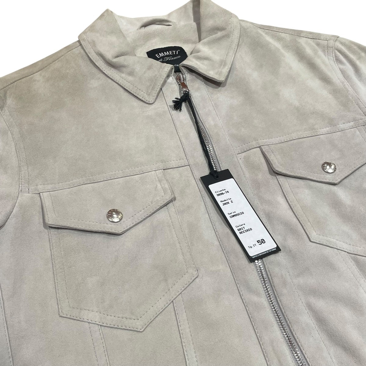 EMMETI(エンメティ) JACK ZIP CAMOSCIO ACCIAIOスエードジップ
