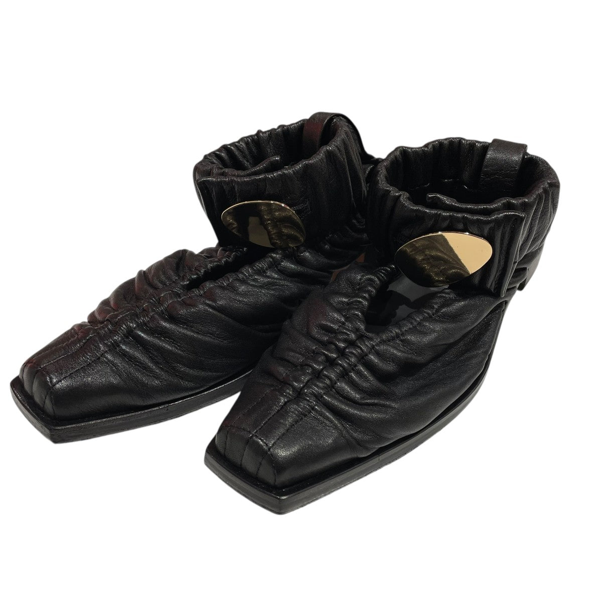 HARUNOBUMURATA SQUARE TOE GATHERED LEATHER SHOESHM22W1301 DRM01 古着・中古-1枚目のアイテム画像