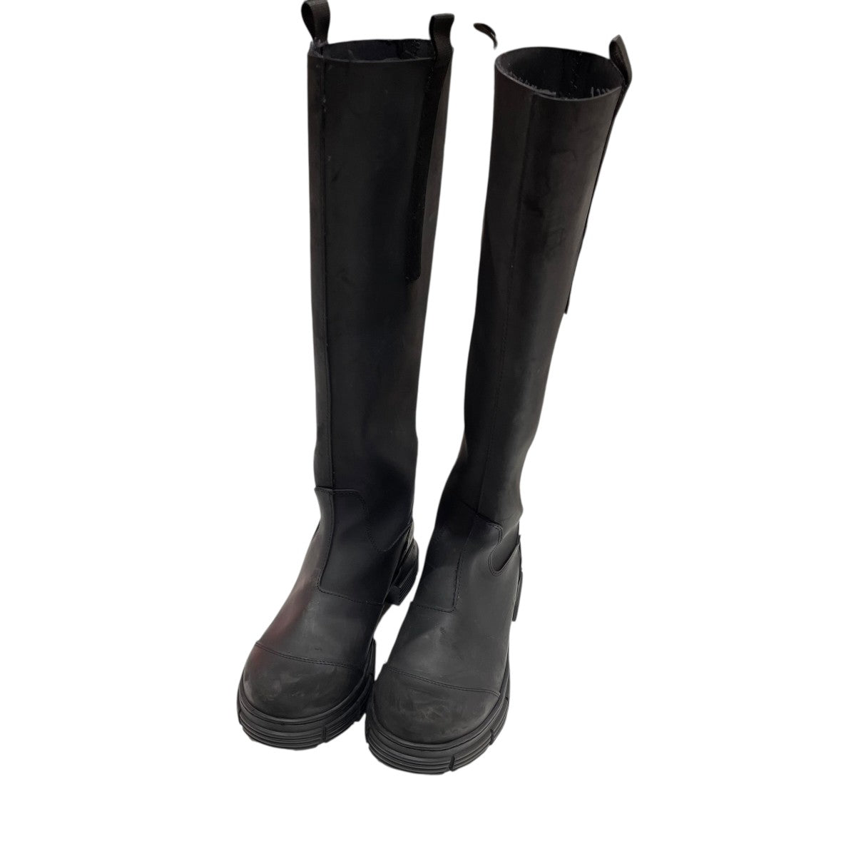 新品ganni チャンキーソールアンクルブーツ　39 Ganni(ガニー) チャンキーソールフロントジップアップブーツ ブラック