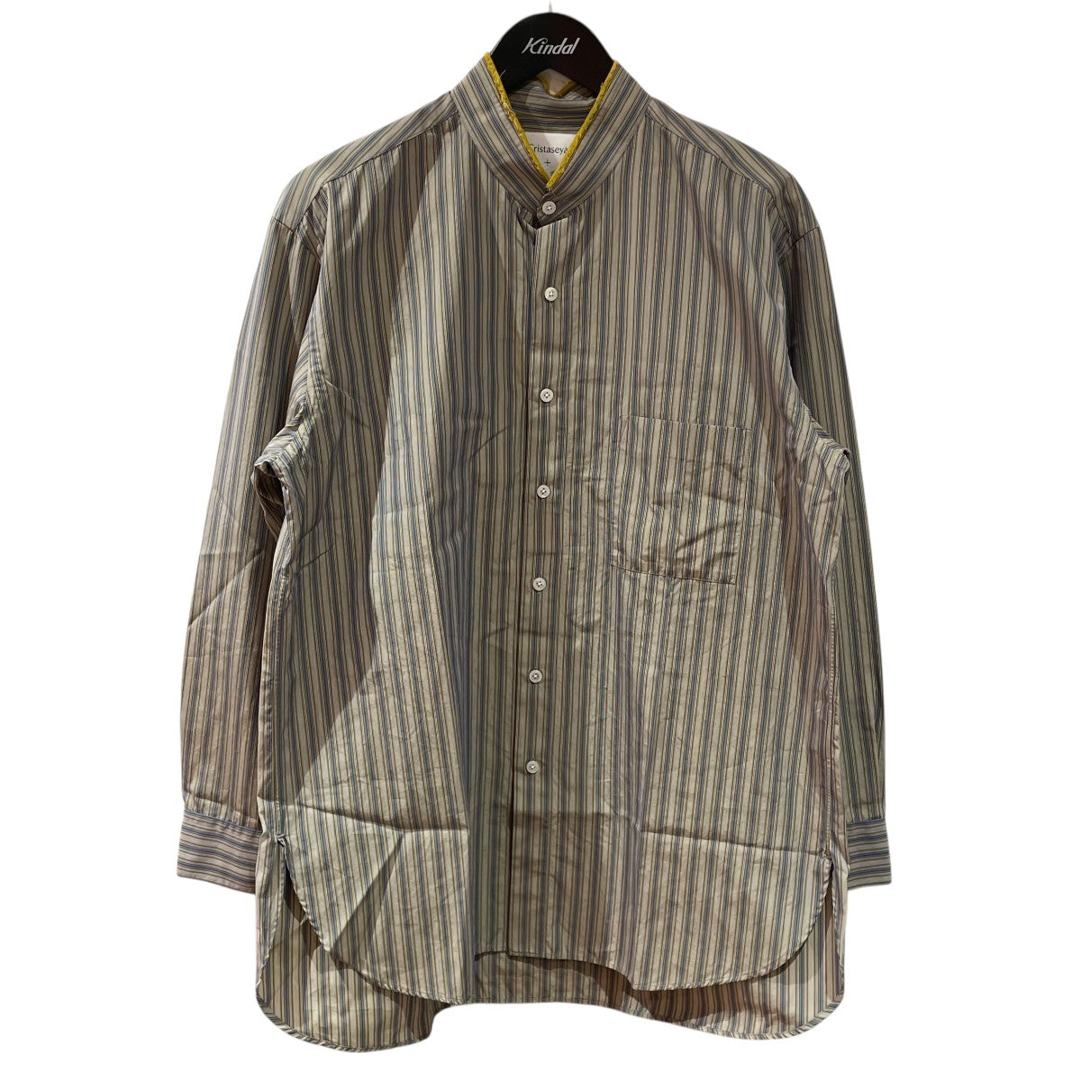 Cristaseya×Salvatore Piccolo handmade mao shirtストライプシャツ 古着・中古-1枚目のアイテム画像