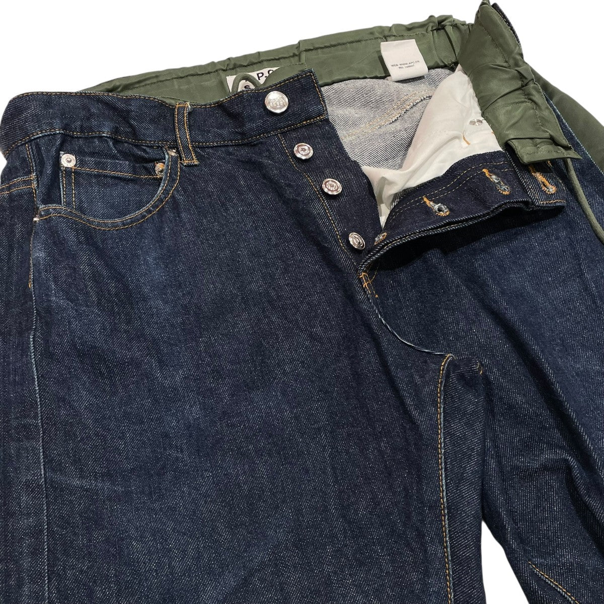 A．P．C．×sacai 21SSPANTALON HARU DENIMナイロンドッキングデニムパンツ21F2-PAADX-MI08372 古着・中古-3枚目のアイテム画像