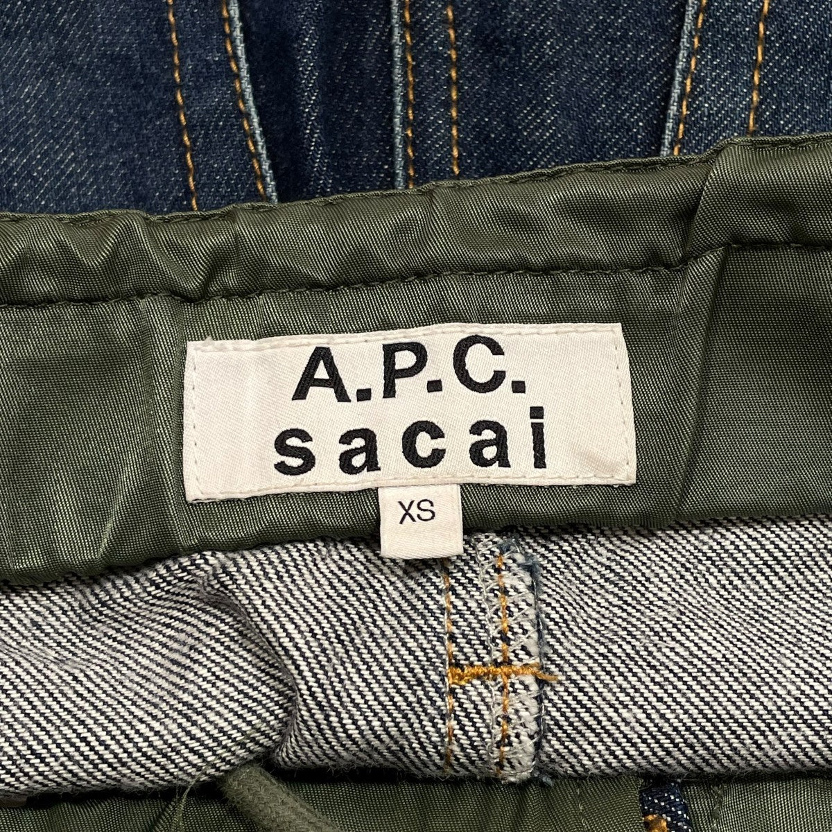 A．P．C．×sacai 21SSPANTALON HARU DENIMナイロンドッキングデニムパンツ21F2-PAADX-MI08372 古着・中古-5枚目のアイテム画像