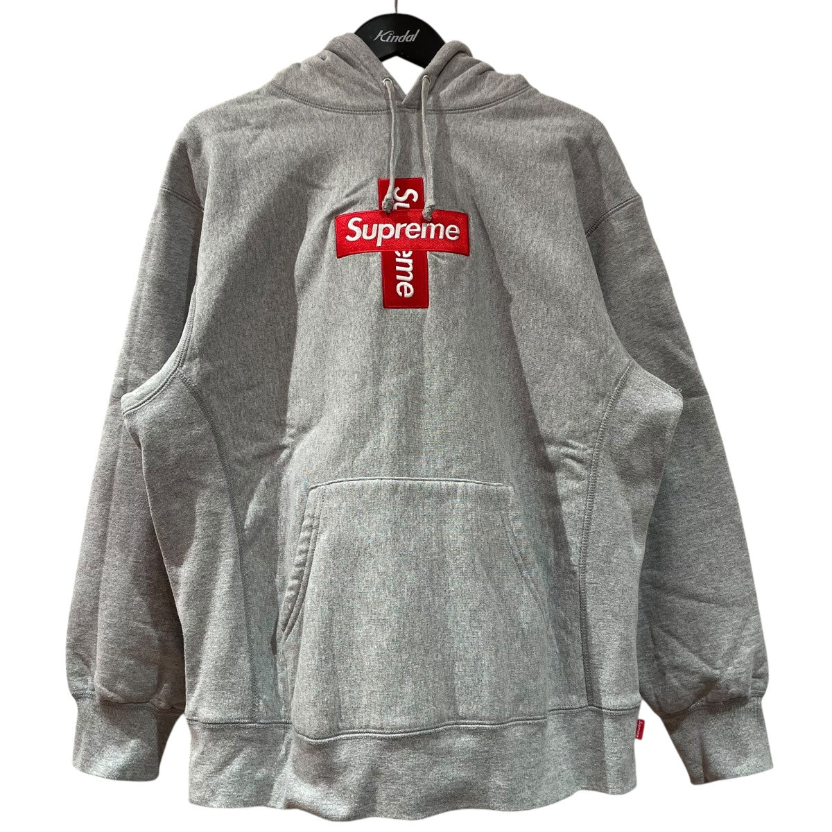Supreme CrossBoxLogo Hooded グレーMサイズ Supreme(シュプリーム) CrossBoxLogo Hoodedプルオーバーパーカー