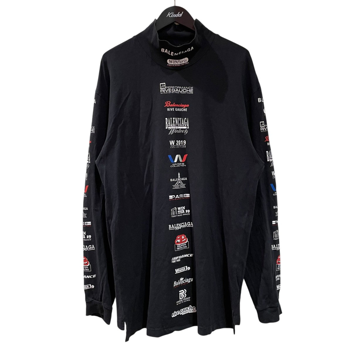 BALENCIAGA 19AWMulti Logo Turtle Neckハイネックカットソー594582 古着・中古-1枚目のアイテム画像