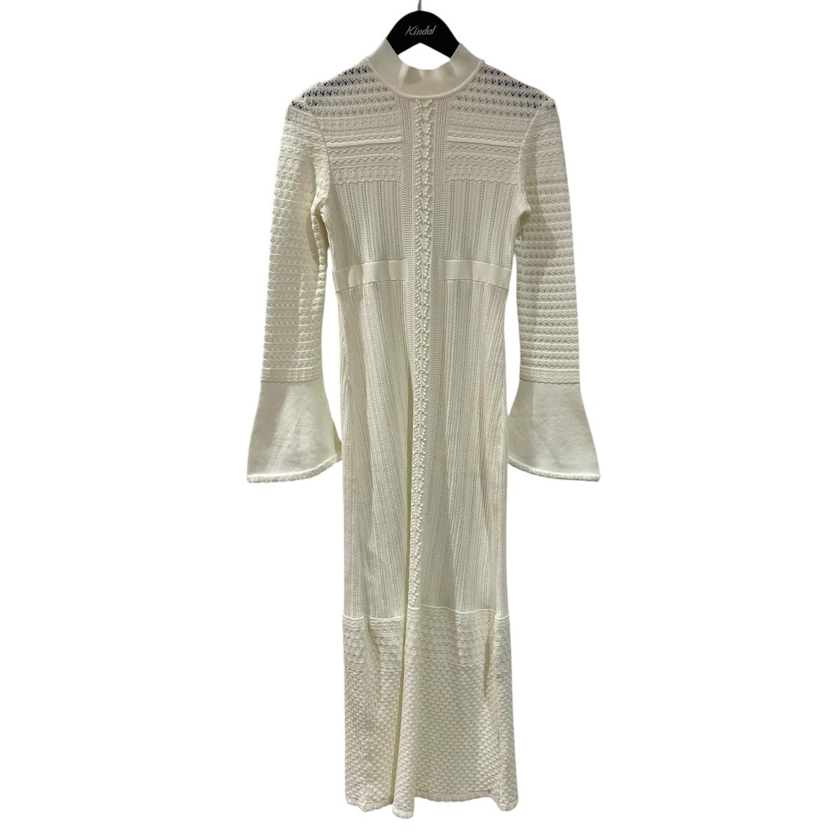 mame kurogouchi Lace Stripe Knitted Dress長袖ワンピースMM23PF-KN727 古着・中古-1枚目のアイテム画像