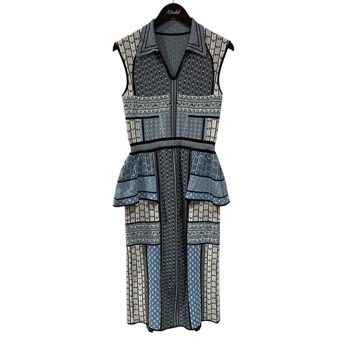 mame kurogouchi Geometric Pattern Knitted DressノースリーブワンピースMM25SS-KN085 古着・中古-1枚目のアイテム画像