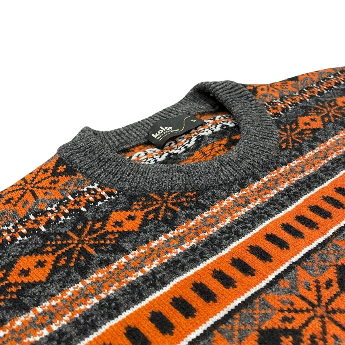 KOLOR 19AWPATCHWORK FAIR ISLE SWEATE厚手ニット19WCM-N07304 古着・中古-3枚目のアイテム画像