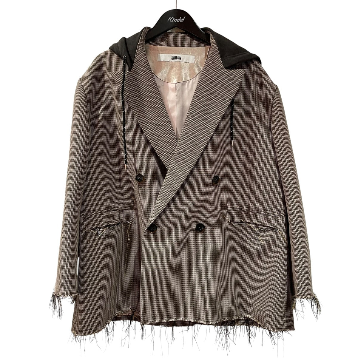 SIIILON Wandering Youth Jacket YELLOW BROWN MIXフーテッドテーラードジャケットSLAW25JK01 古着・中古-1枚目のアイテム画像