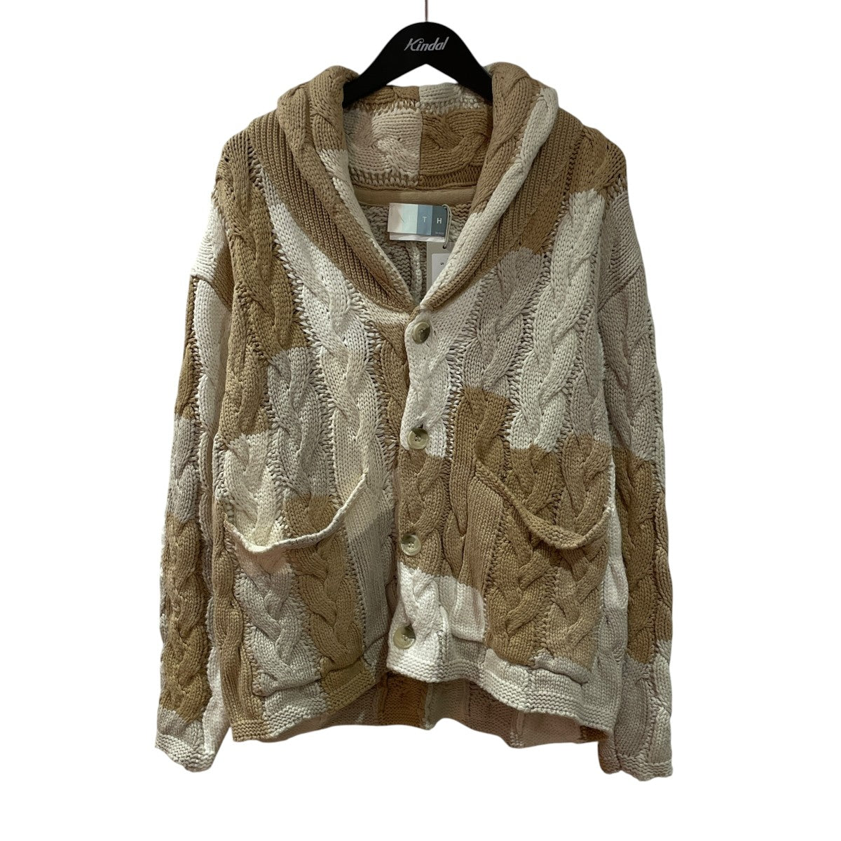 Patchwork Cable Becker Cardigan ’Canvas’コットン／アクリルニットカーディガンKHM030925-210