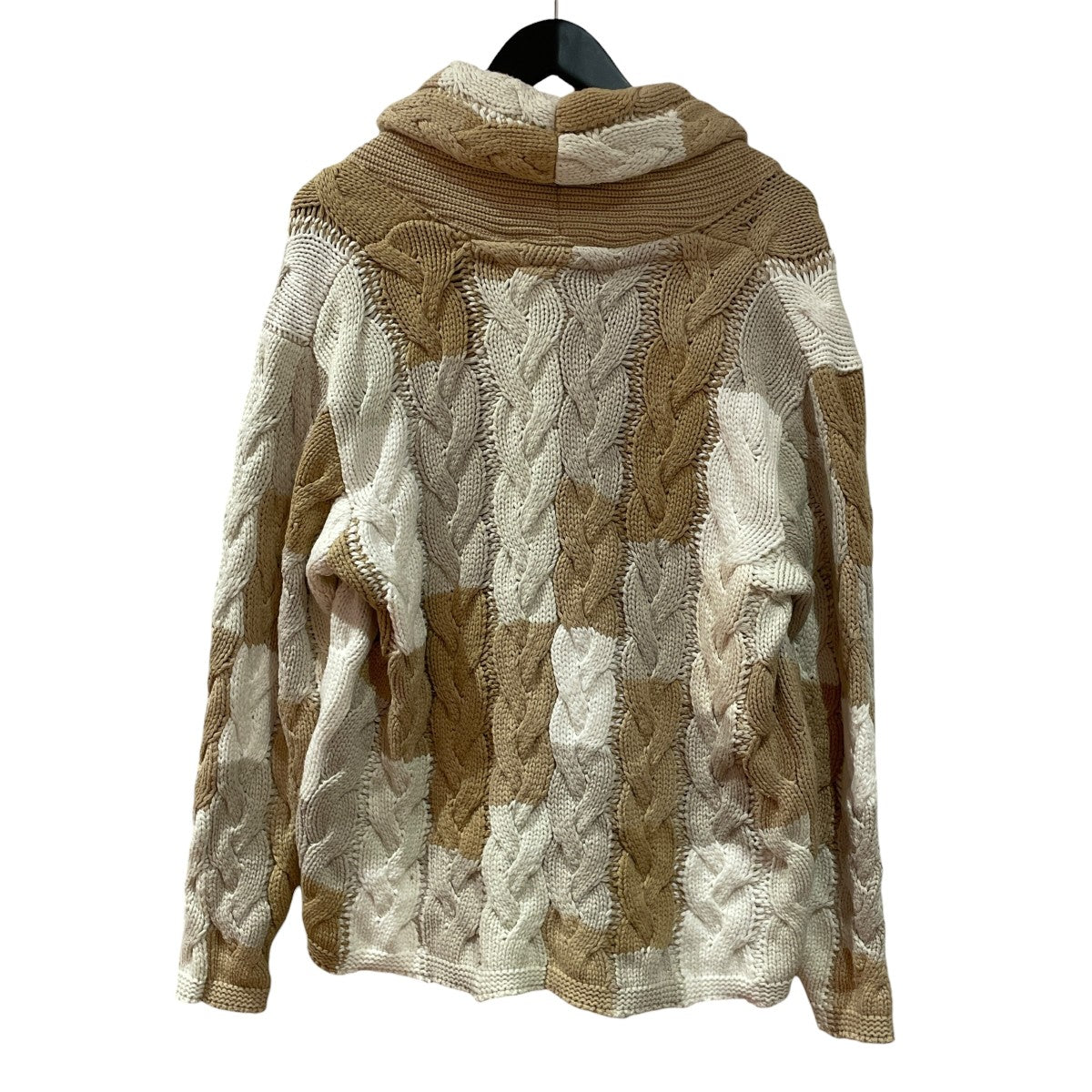 Patchwork Cable Becker Cardigan ’Canvas’コットン／アクリルニットカーディガンKHM030925-210