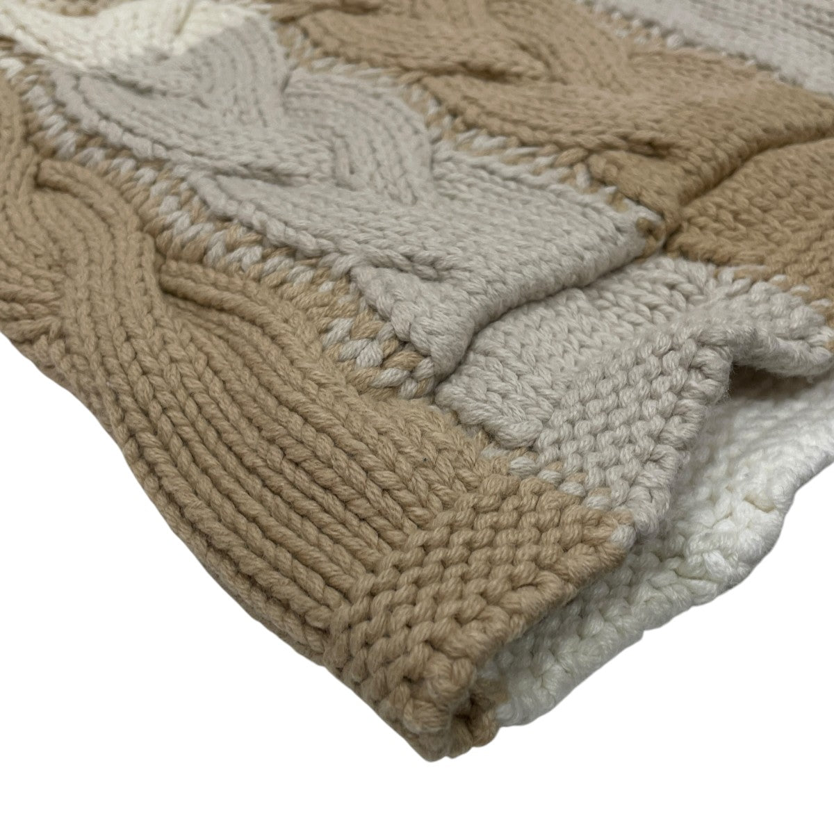 Patchwork Cable Becker Cardigan ’Canvas’コットン／アクリルニットカーディガンKHM030925-210